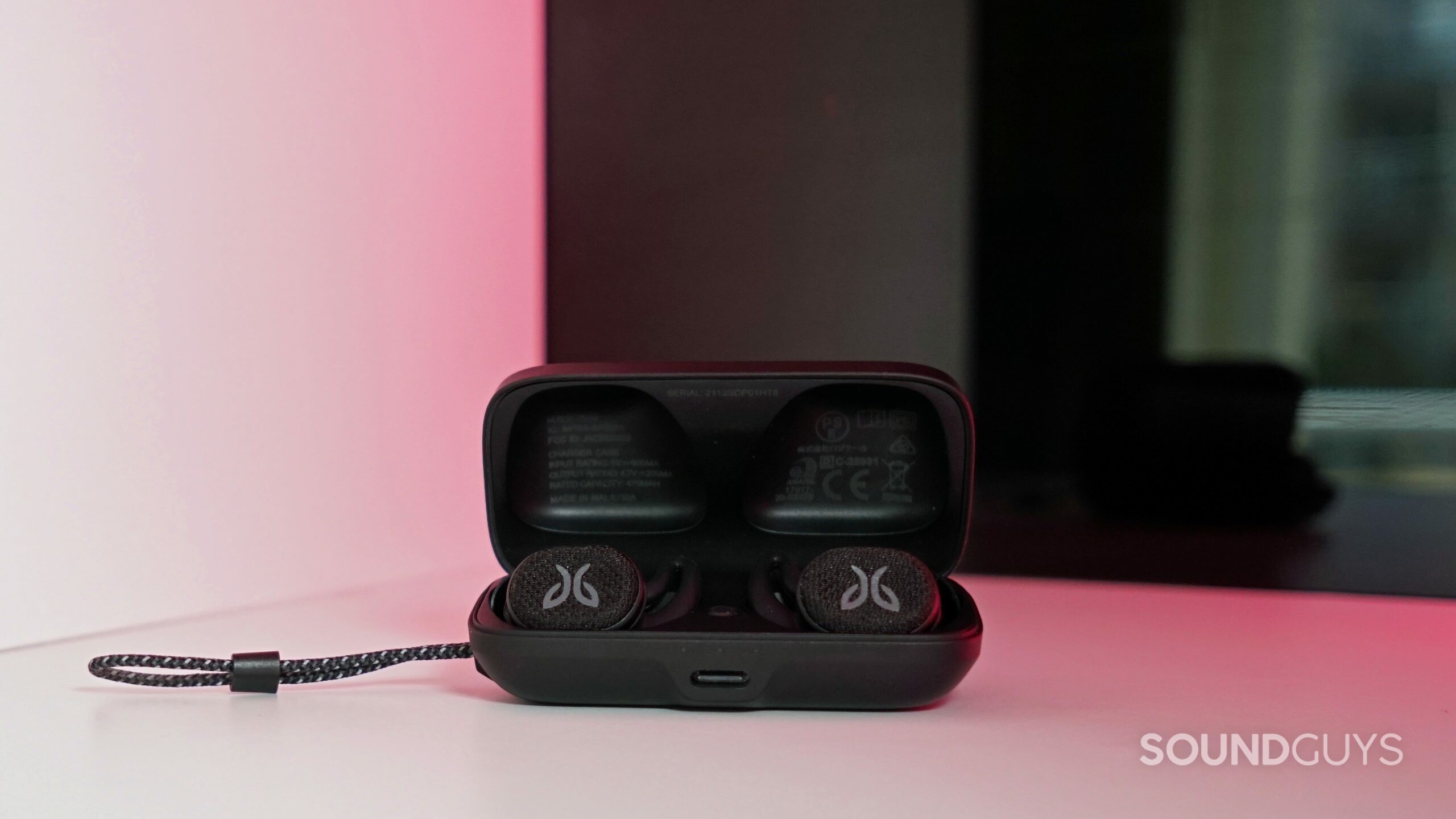 The Jaybird Vista 2 true wireless workout earbuds in the open charging case.