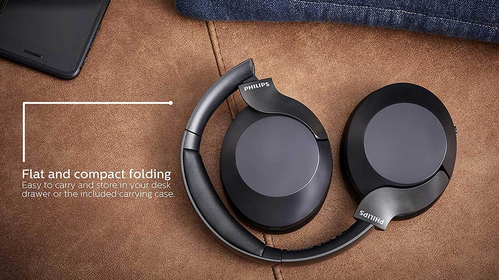 Philips PH805 folded and resting on a flat surface with a caption.