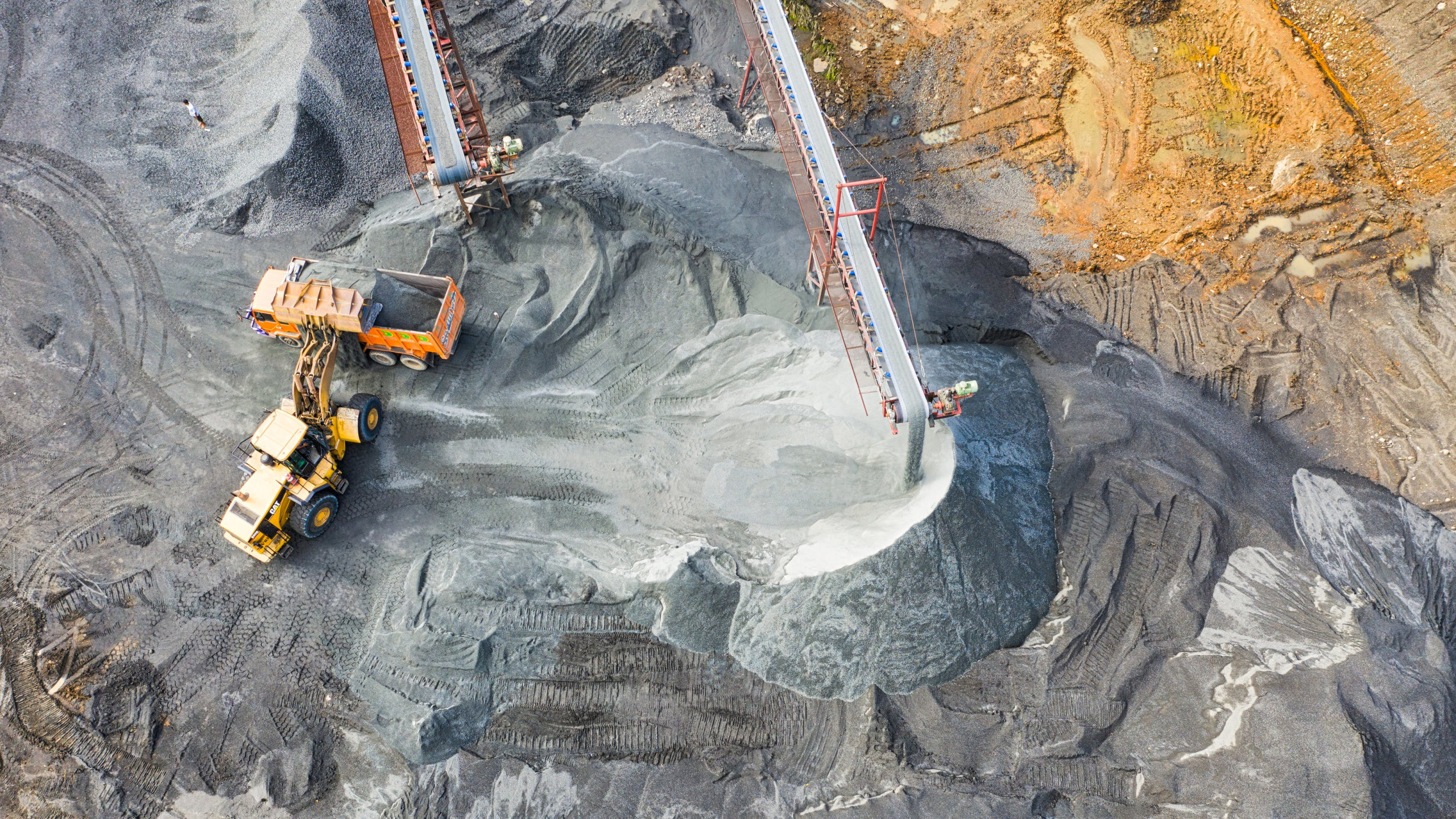 Aerial shot of an open sky mining operation.