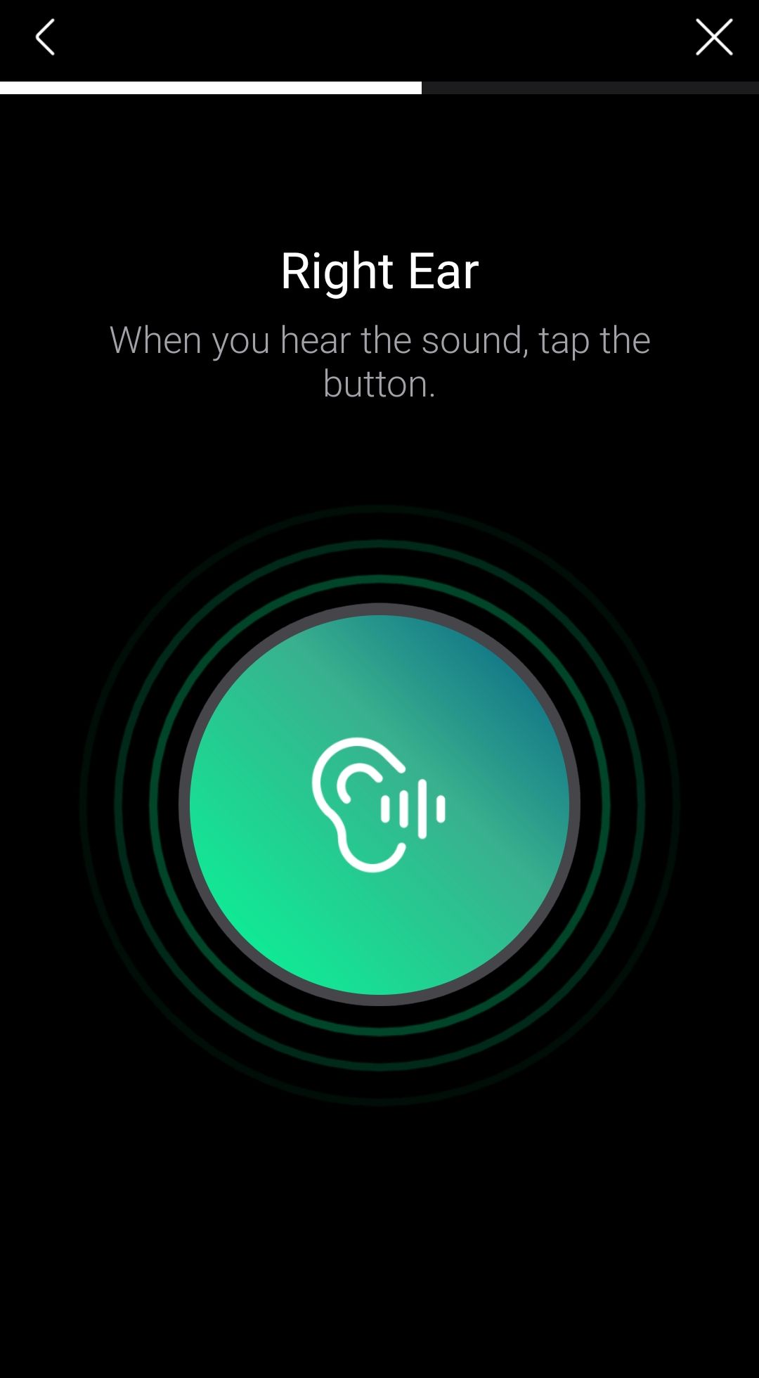 My Olive app screenshot of hearing test.