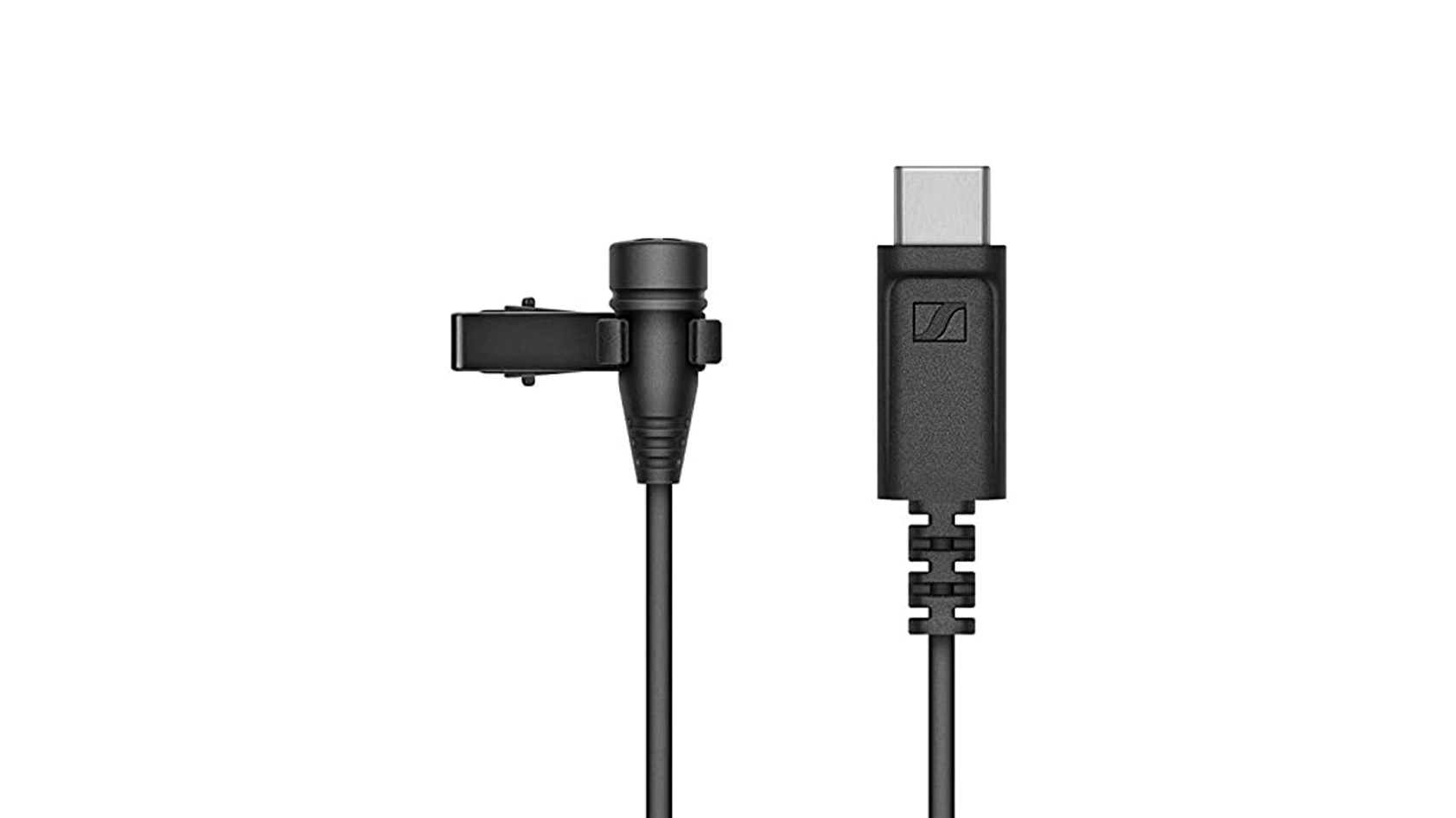 The Sennheiser XS Lav USB-C in black against a white background.