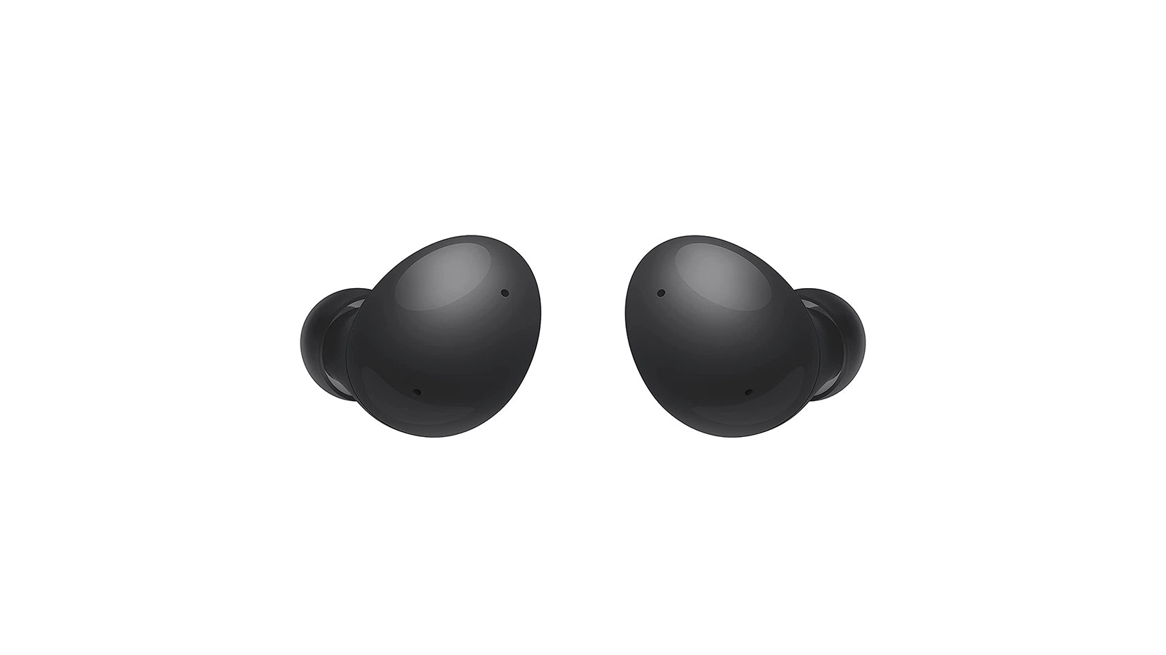 The Samsung Galaxy Buds 2 noise canceling earbuds in black against a white background.