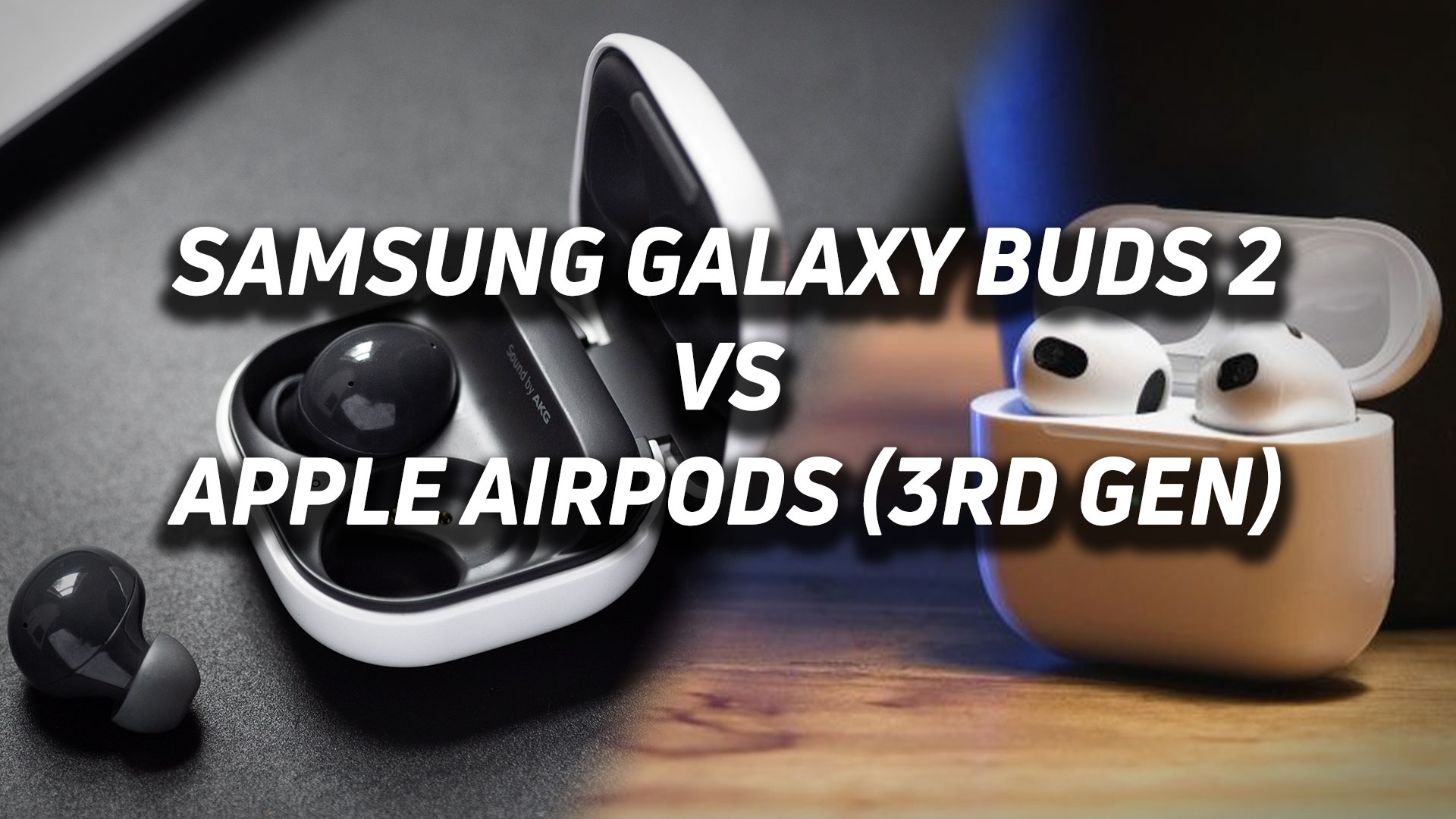Image showing Samsung Galaxy Buds 2 on the left and Apple AirPods (3rd generation) on the right