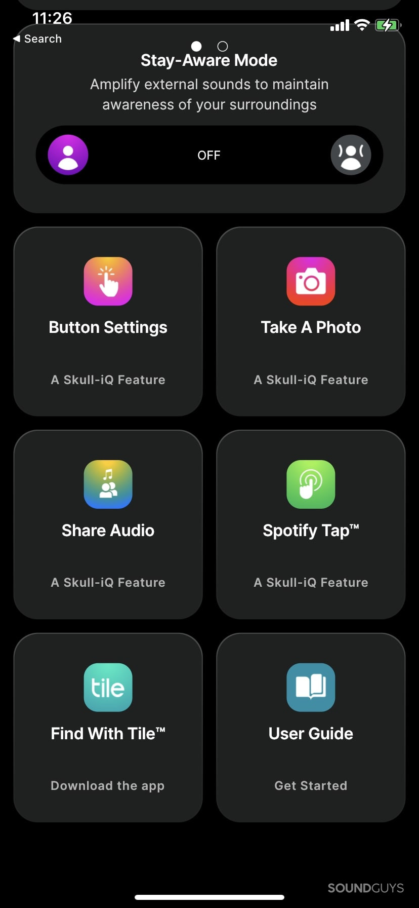 Skullcandy Push Active settings