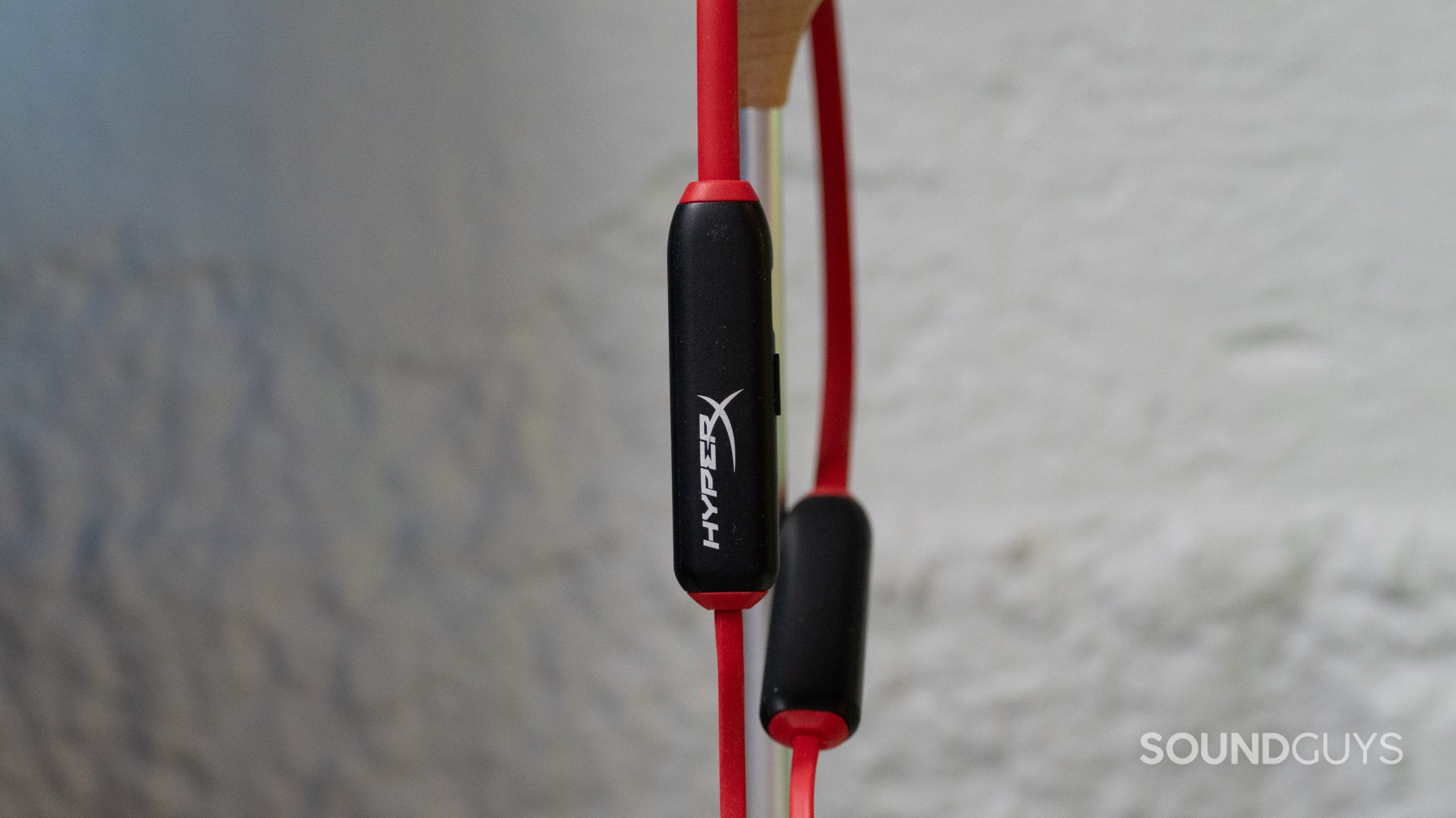The microphone of the HyperX Cloud Buds Wireless is found on one of the modules in the neckband.