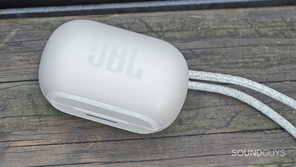 JBL Reflect Flow Pro case resting on a park bench