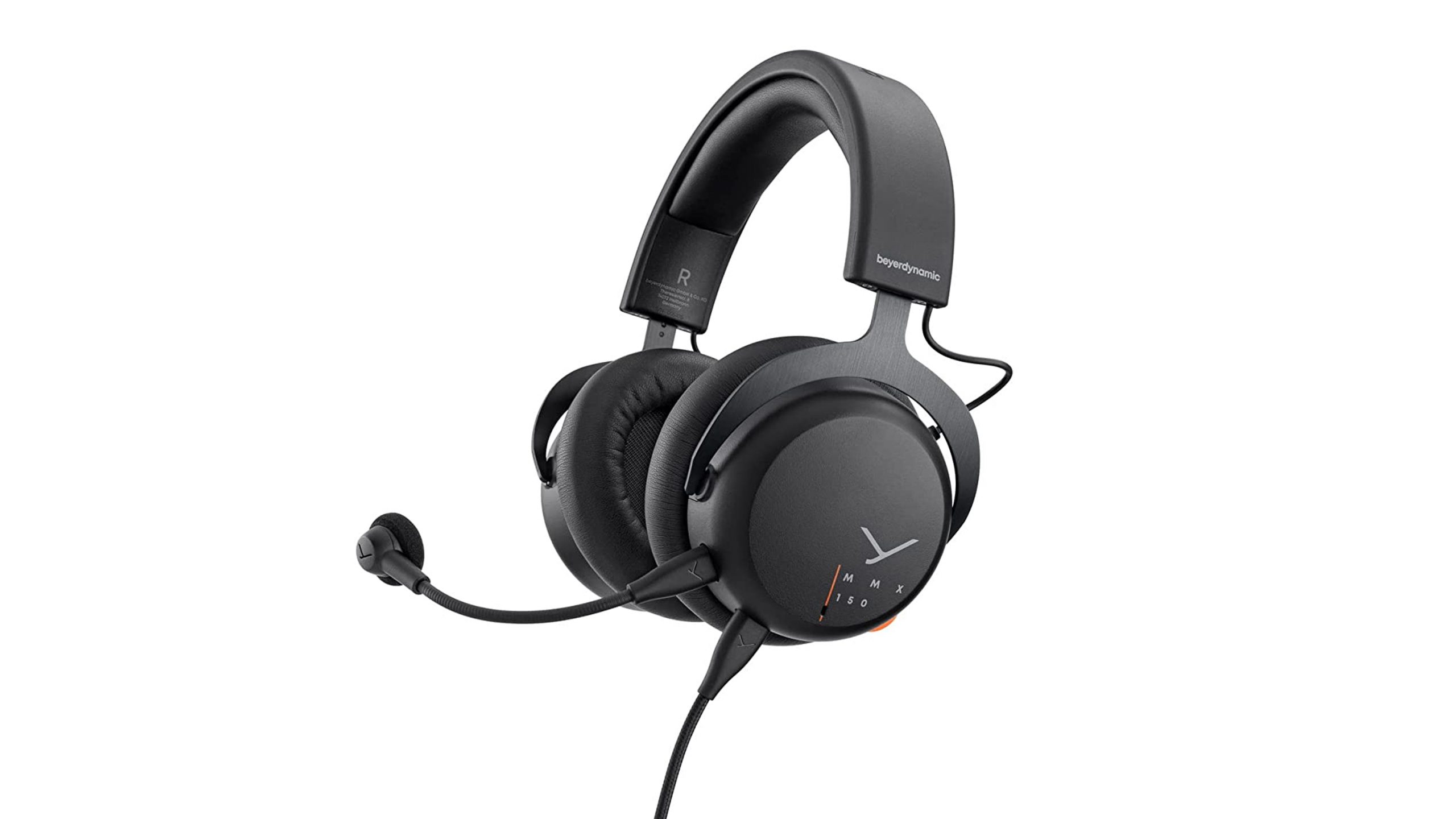 The Beyerdynamic MMX 150 gaming headset in black against a white background.