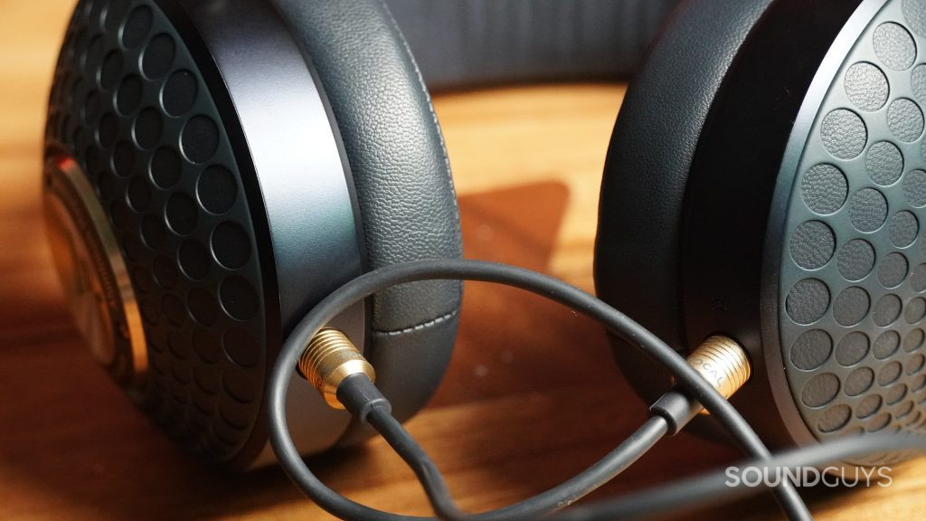 The Focal Celestee cables connected to the headphones.