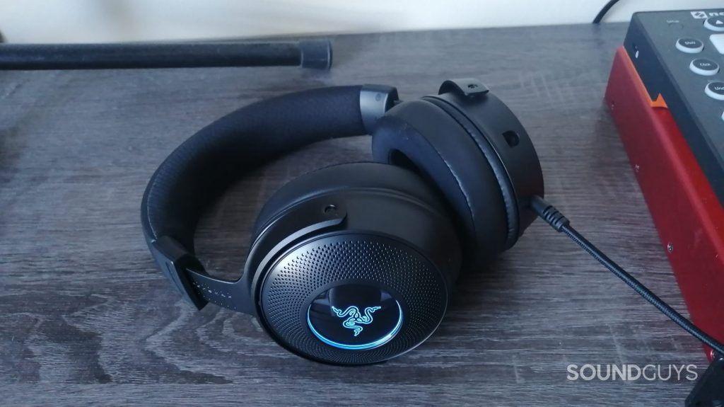 The Razer Kraken V3 HyperSense with the microphone removed.