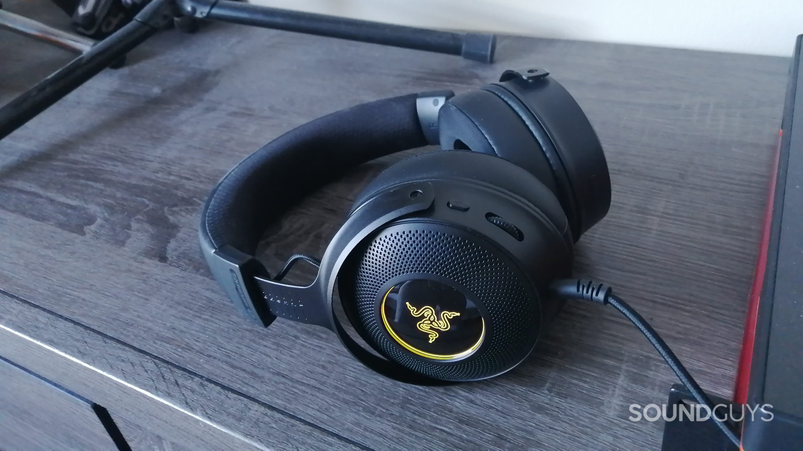 The Razer Kraken V3 HyperSense with the microphone removed.