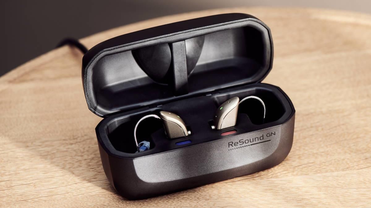 ReSound ONE hearing aids in charger