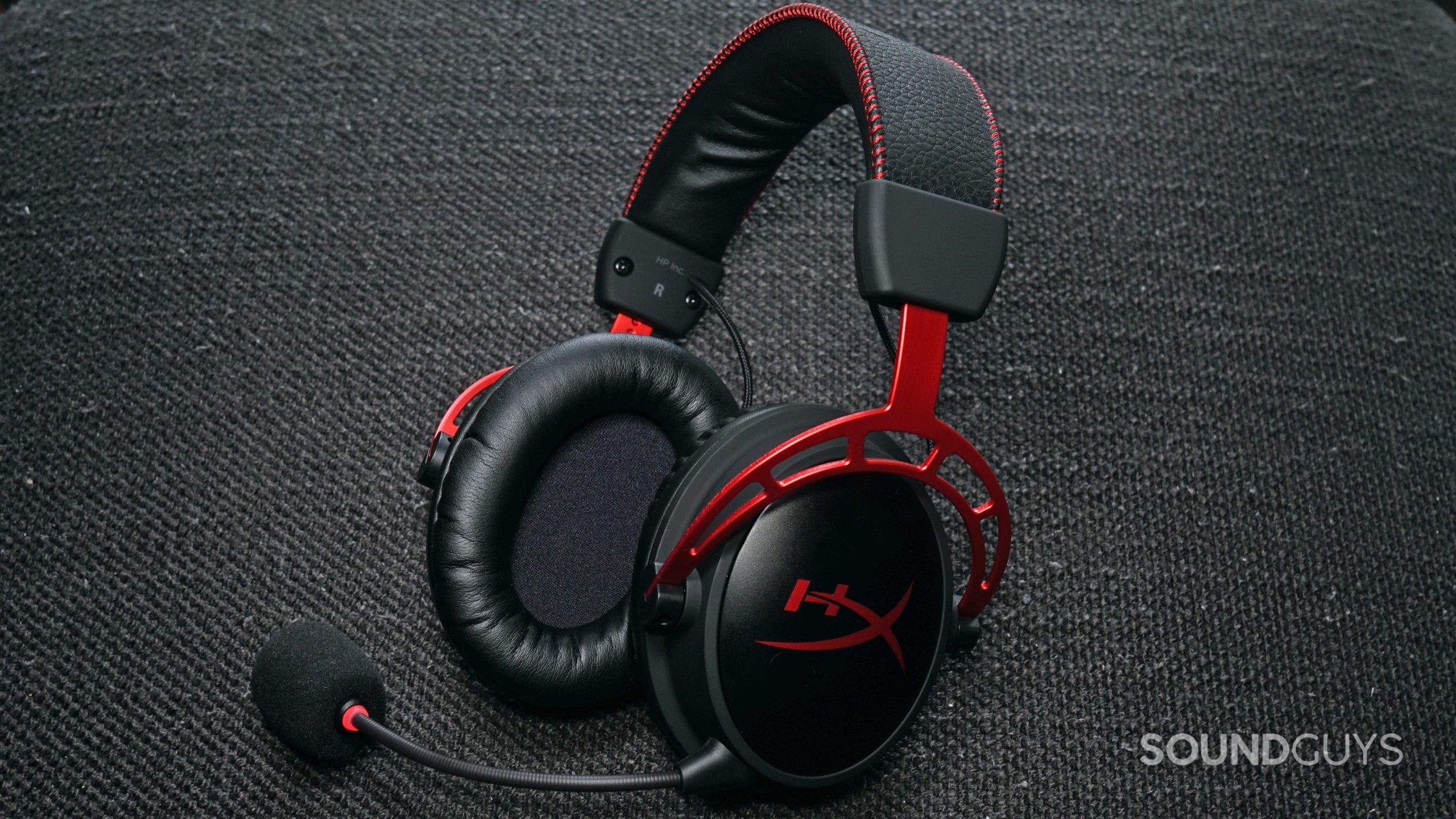 The HyperX Cloud Alpha Wireless lays on fabric