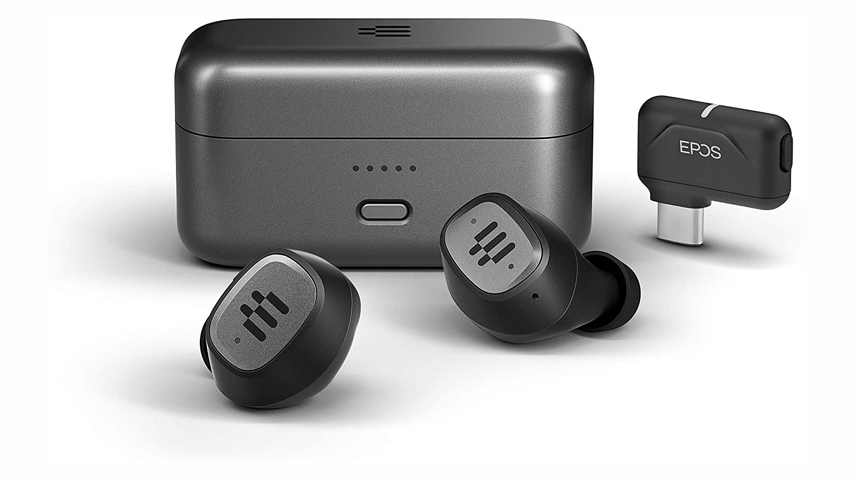 Product image of EPOS GTW 270 Hybrid wireless gaming earbuds on a white background