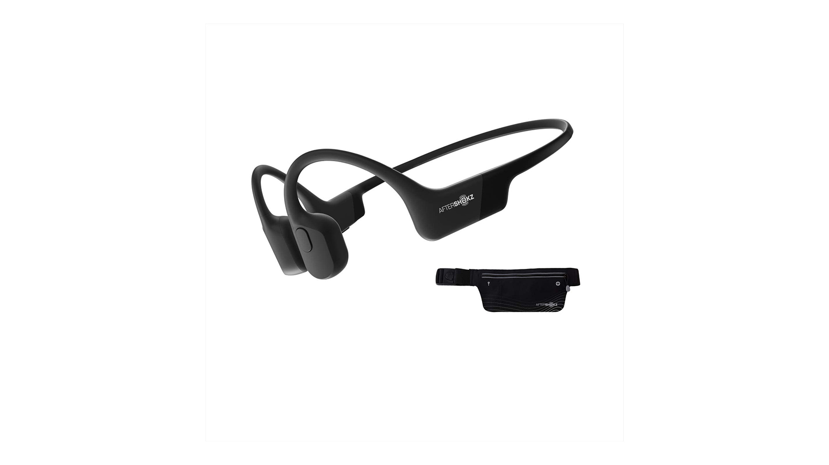 The AferShokz Aeropex bone conduction headphones in black against a white background.