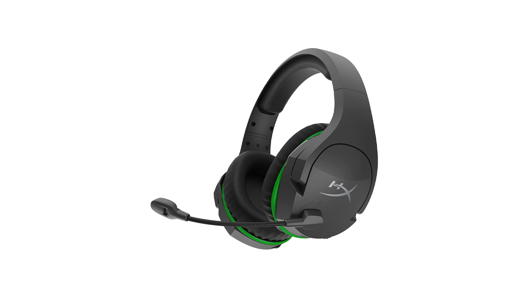 The HyperX CloudX Stinger Core gaming headset in black/green against a white background.