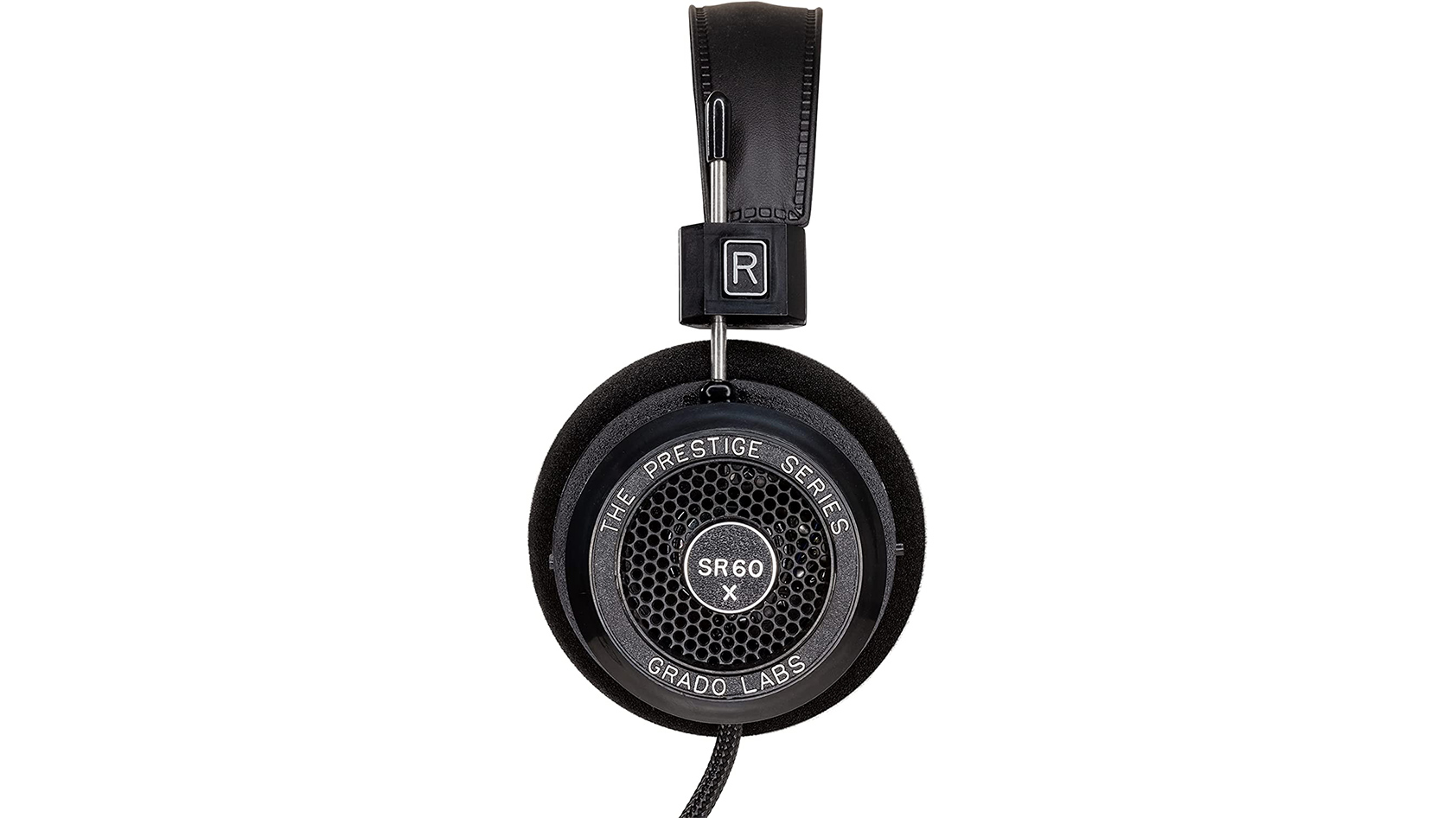 Grado SR60x open back headphones in black against a white background.