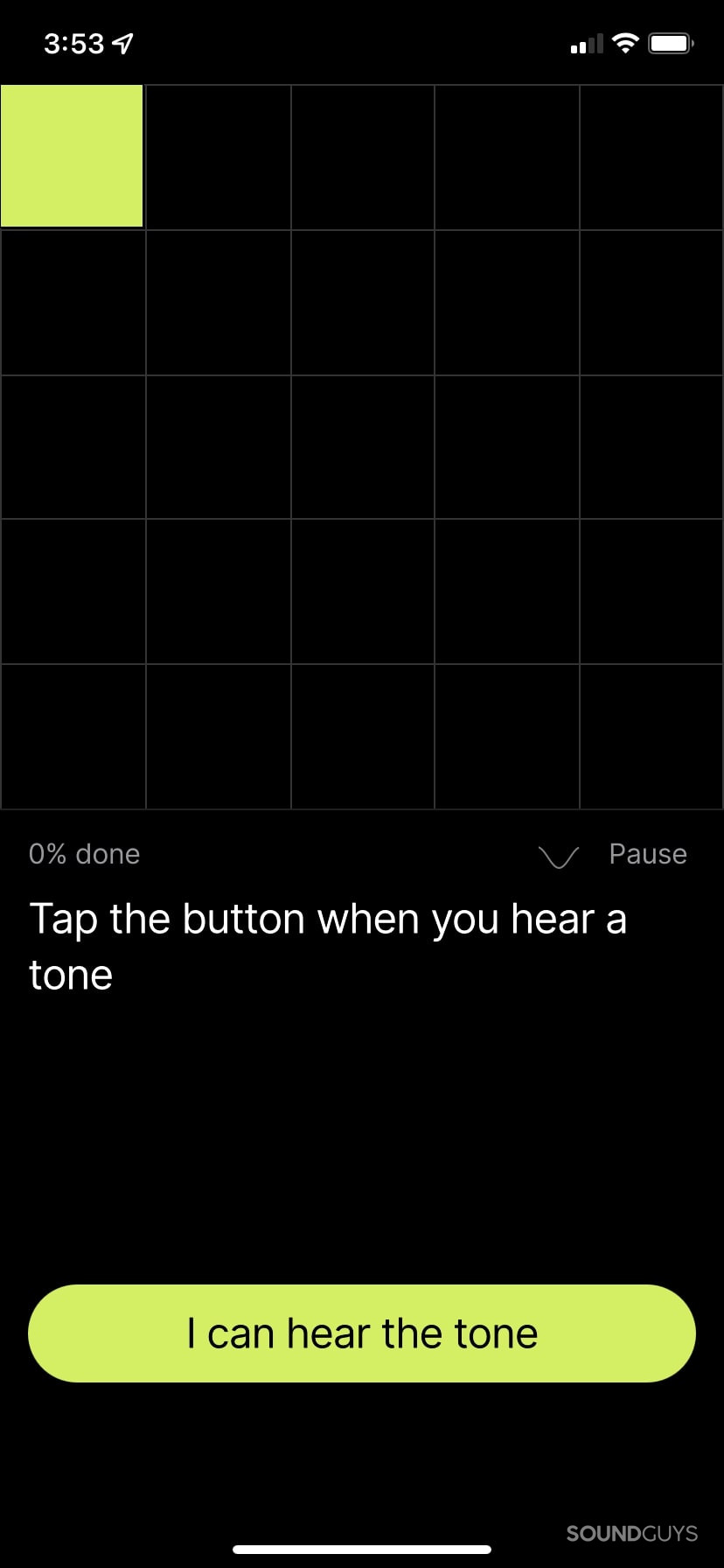 Grell Audio TWS 1 SoundID hearing test.