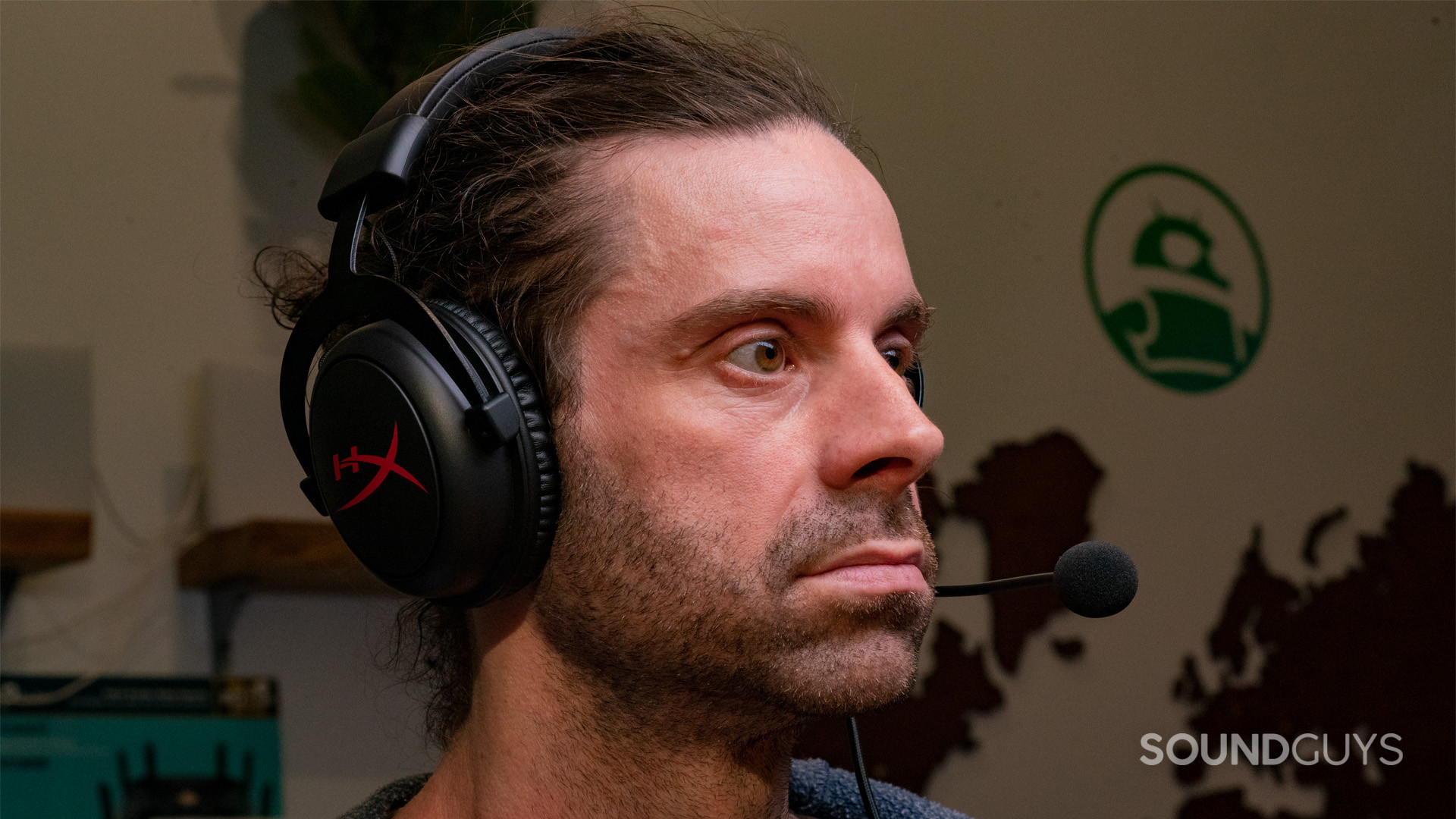 The HyperX Cloud Core being worn by a user.