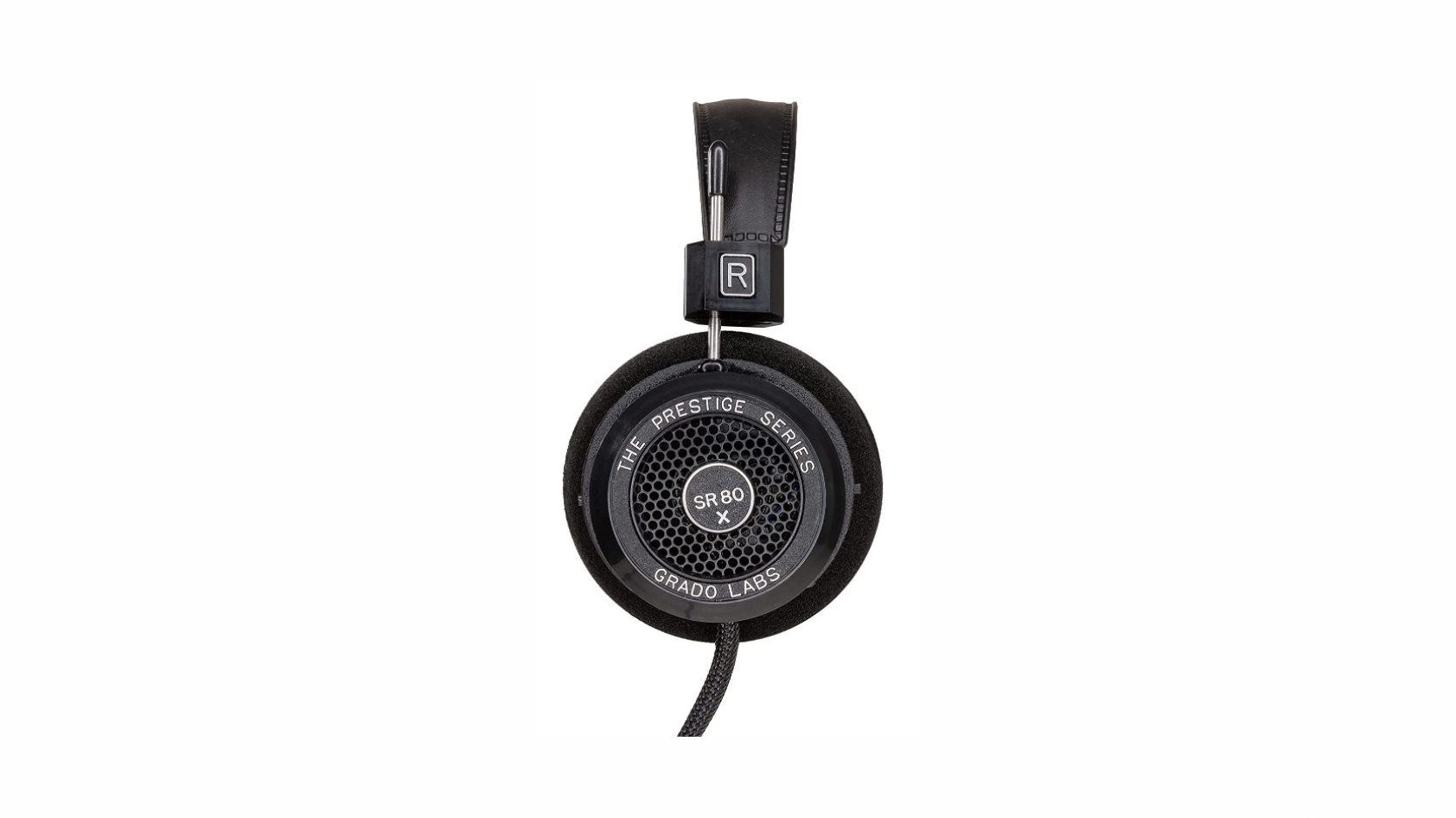 Product shot of the Grado Labs SR80x from the side on a white background.