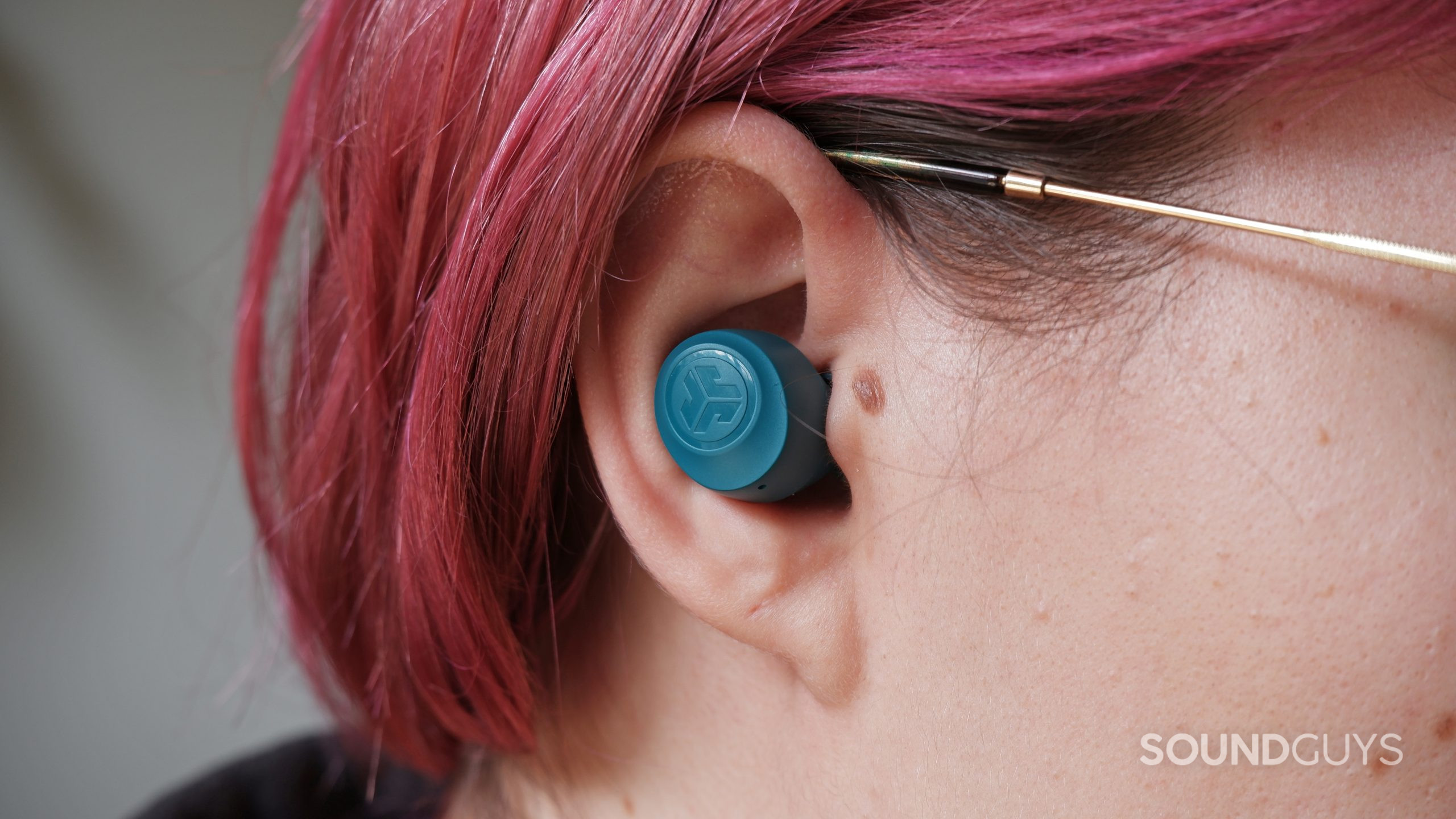 The JLab GO Air POP inside an ear.