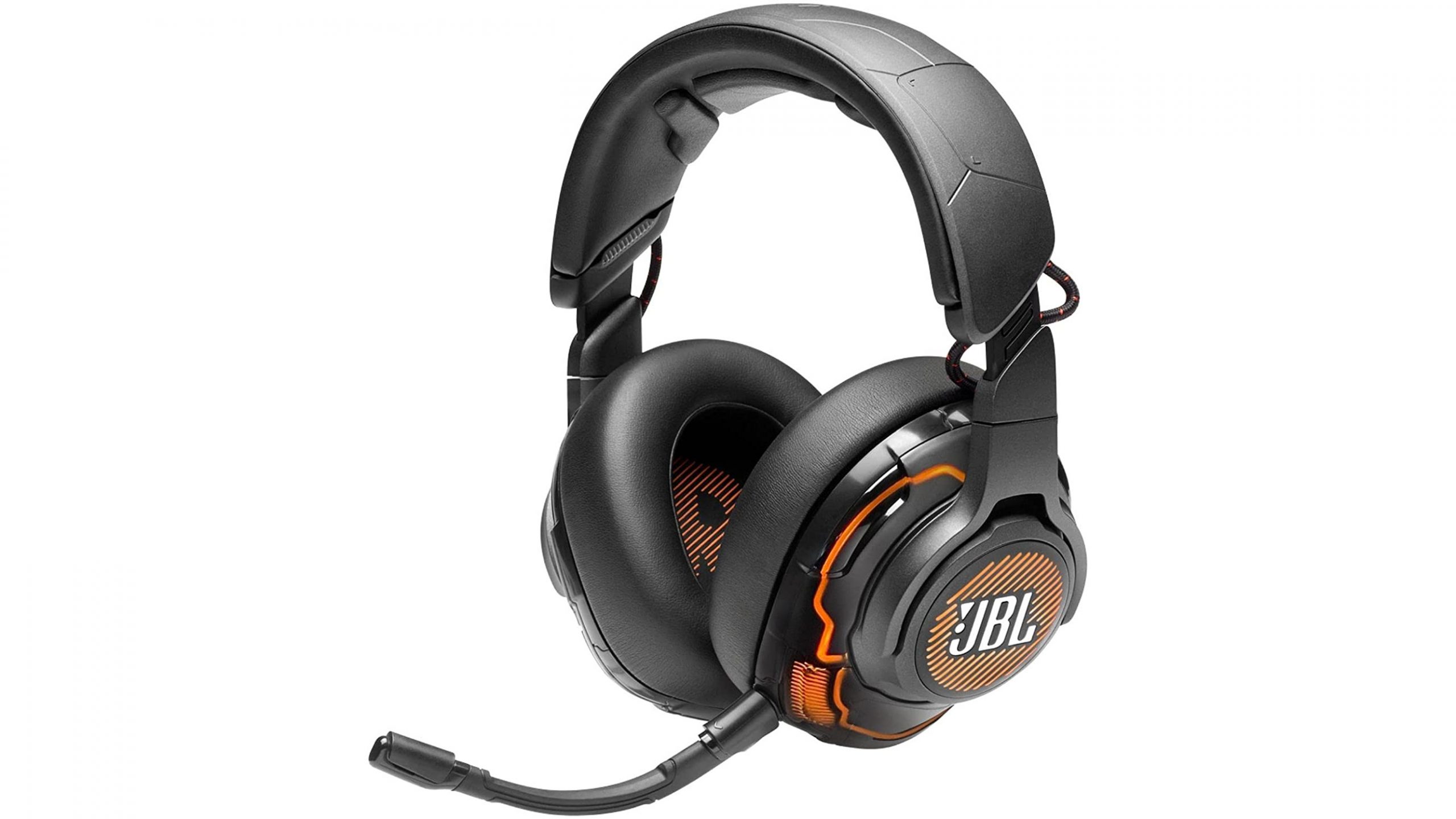 The JBL Quantum One headset on a white background