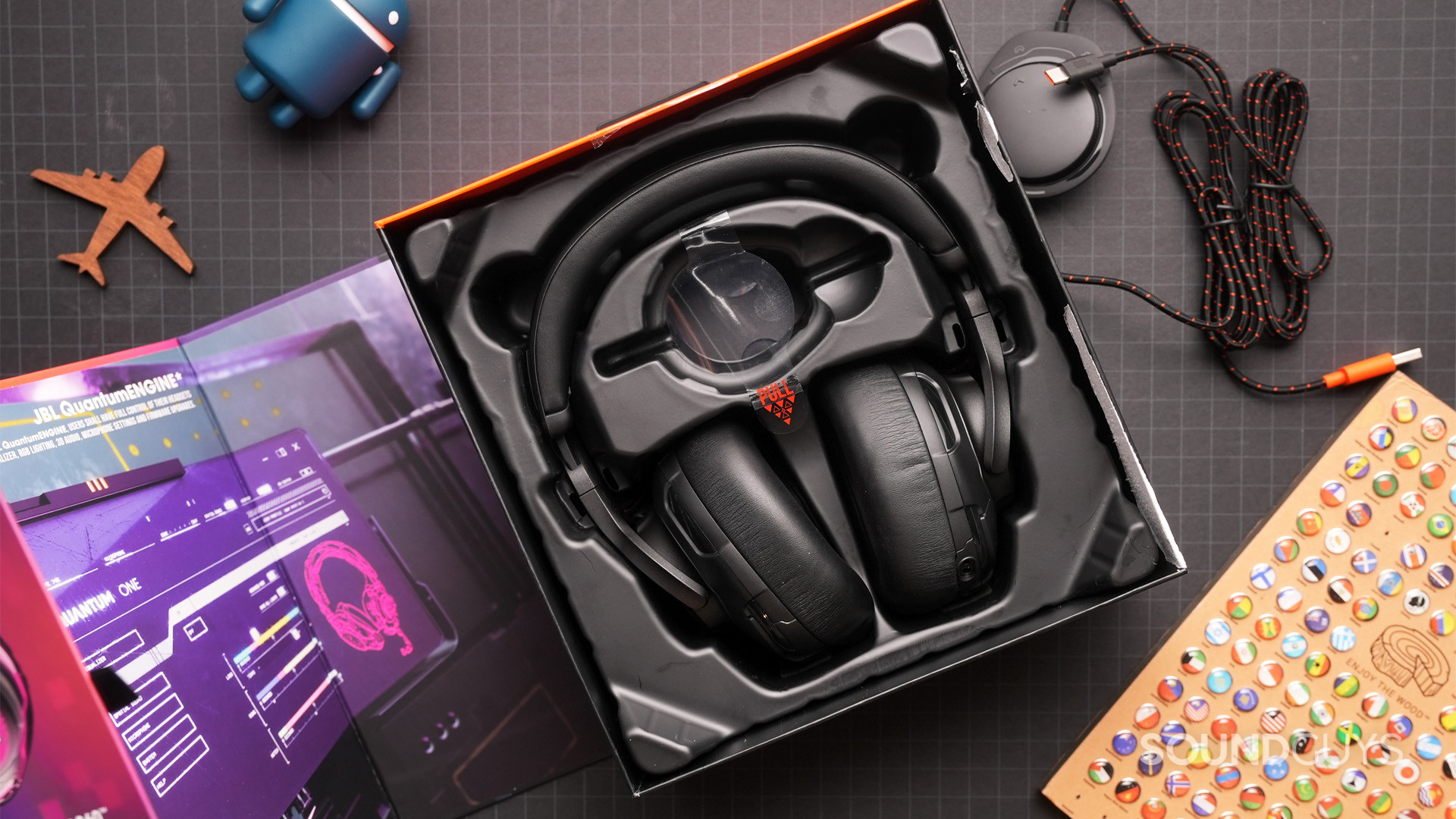 The JBL Quantum One fit snuggly inside of its box