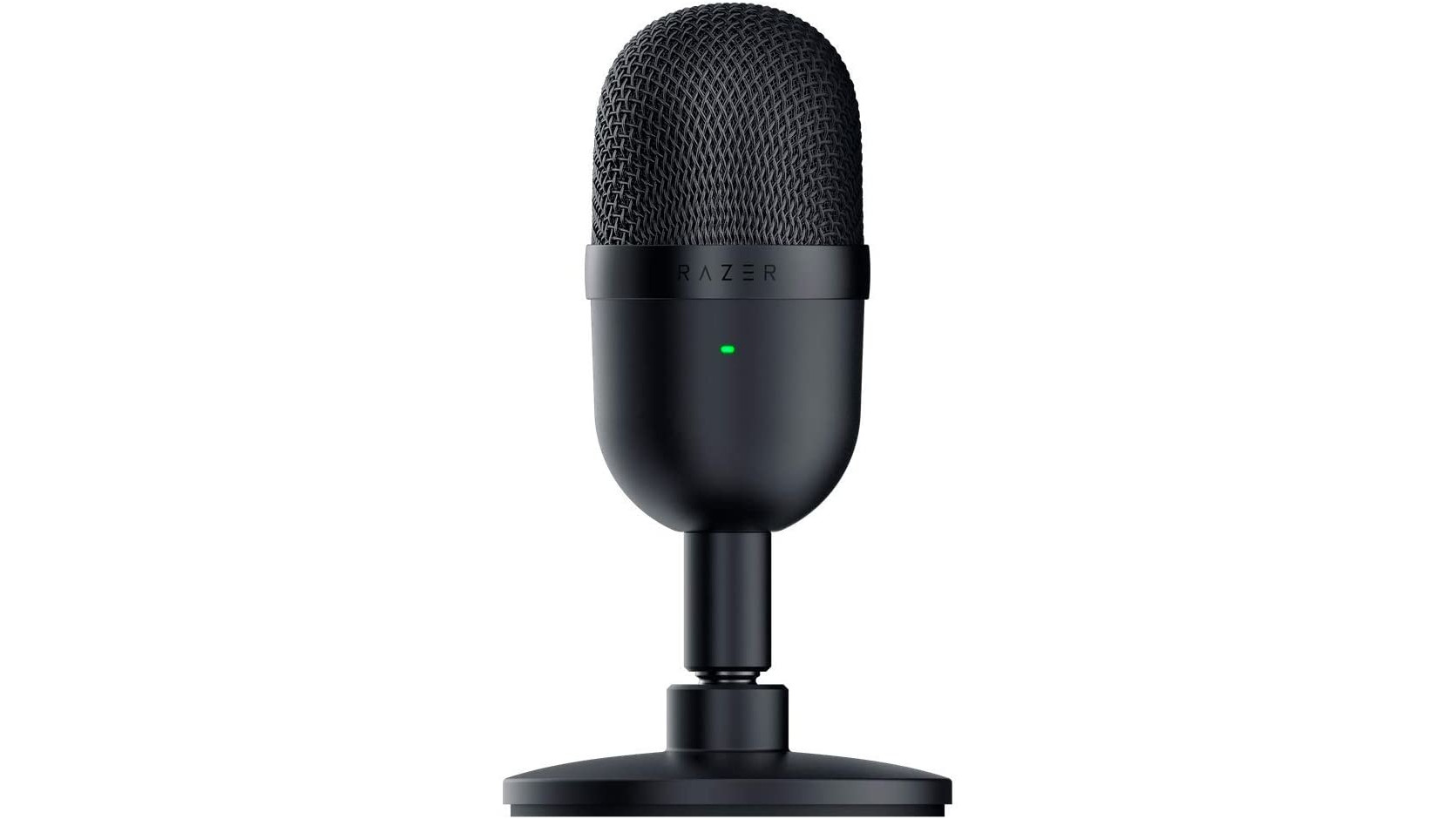 The Razer Seiren Mini microphone on top of a white background
