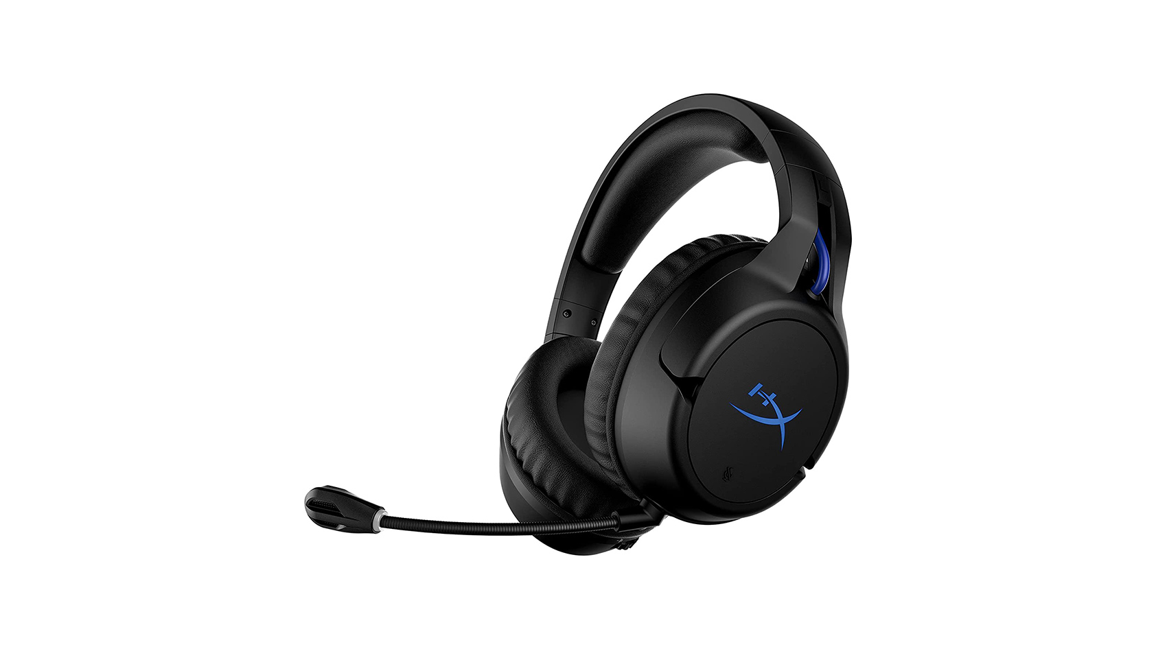 The HyperX Cloud Flight Wireless in black/blue against a white background.
