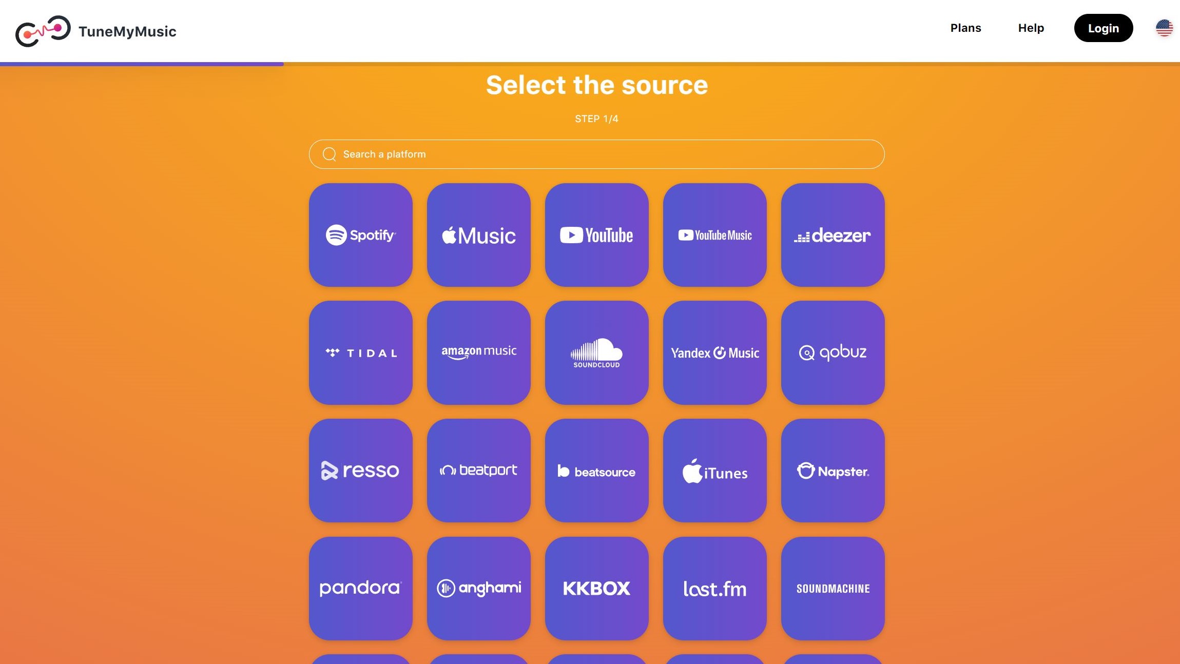 A screenshot of TuneMyMusic and how to transfer from one service to another.