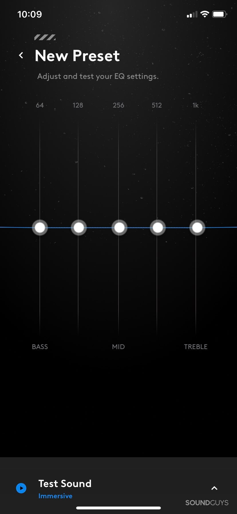 The equalizer in the Logitech G app.