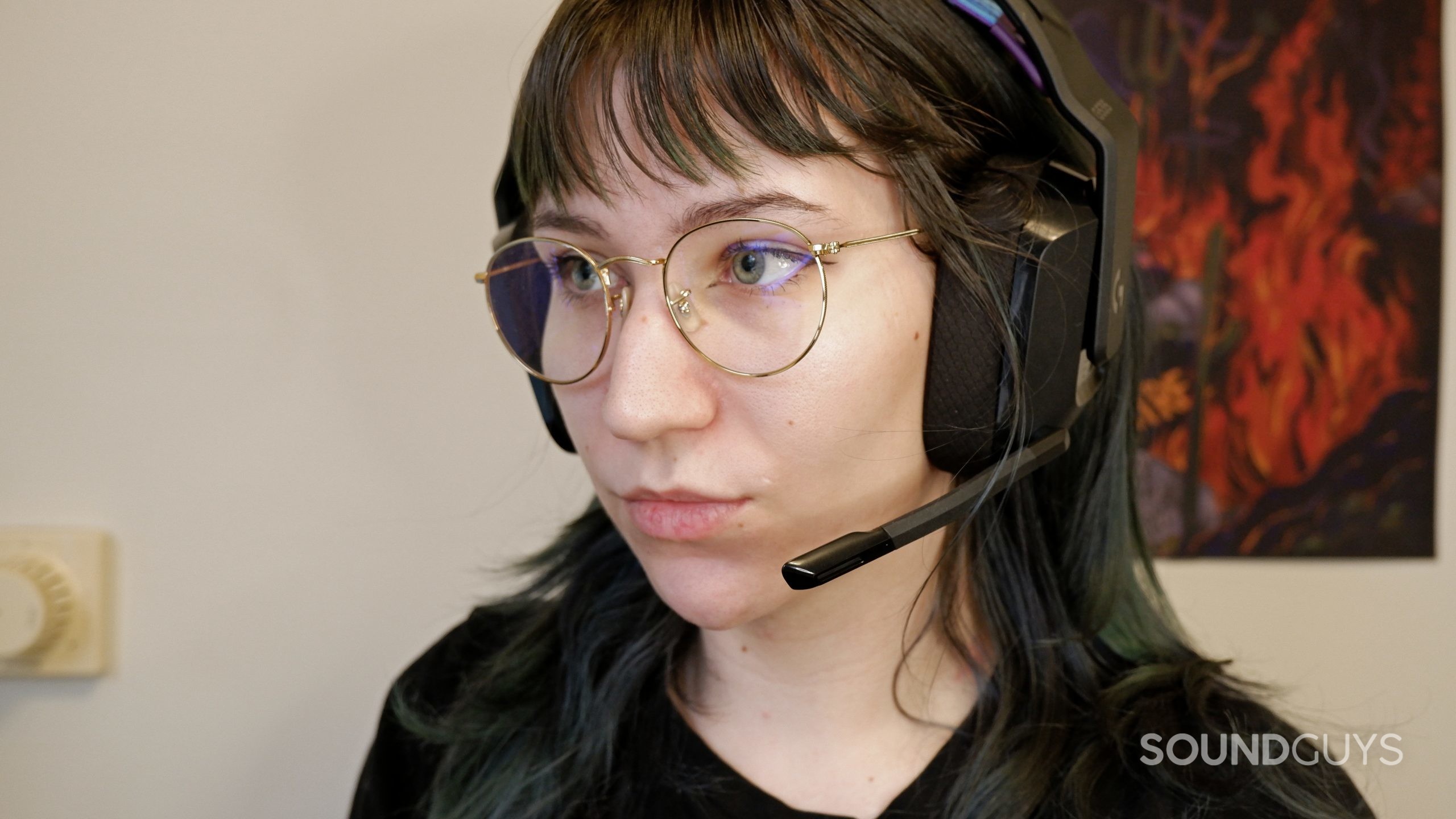 The Logitech G535 being worn.