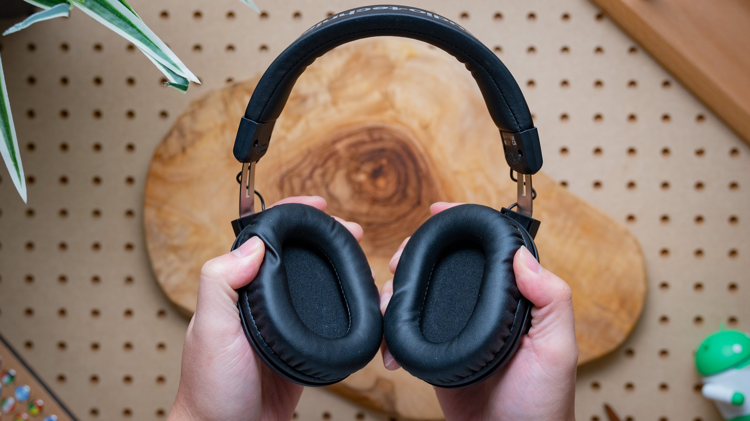 A photo of the Audio-Technica ATH-M20XBT's ear pads and ear cups.