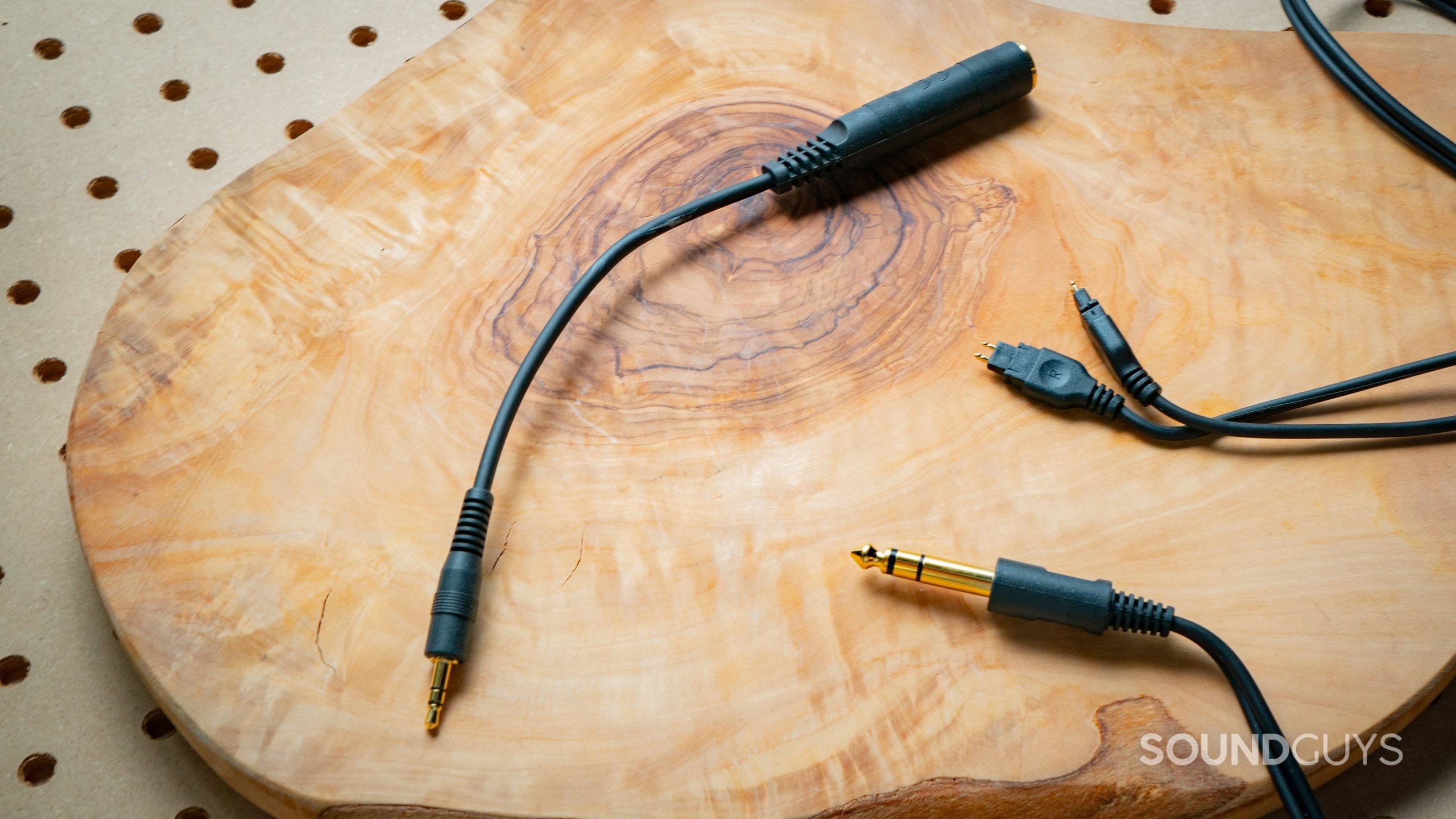 Sennheiser HD650 cable ends viewed on a desk