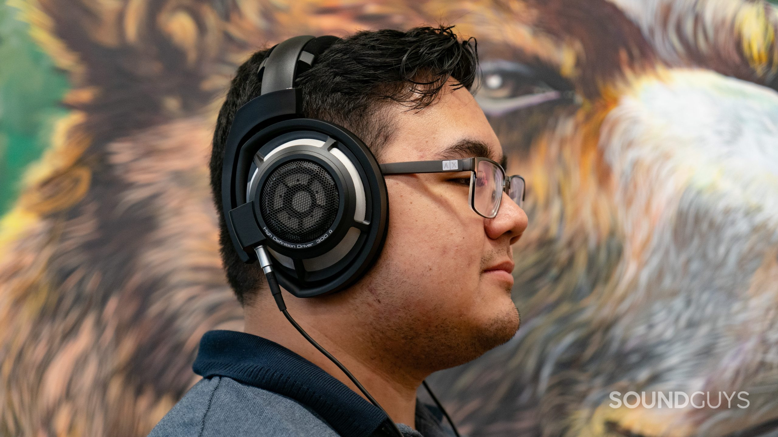 A photo of a man listening to the Sennheiser HD 800 S headphones.