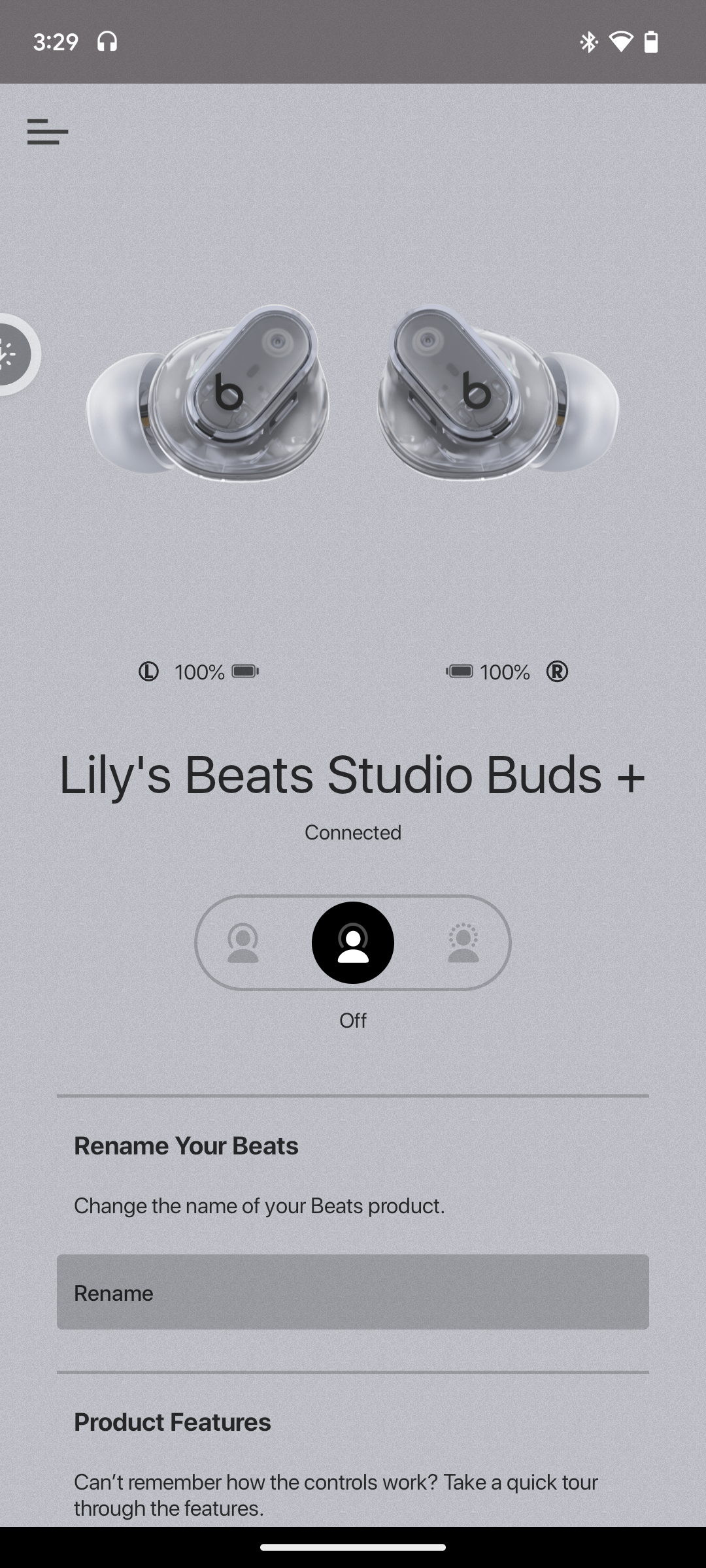 The Beats app's dashboard.