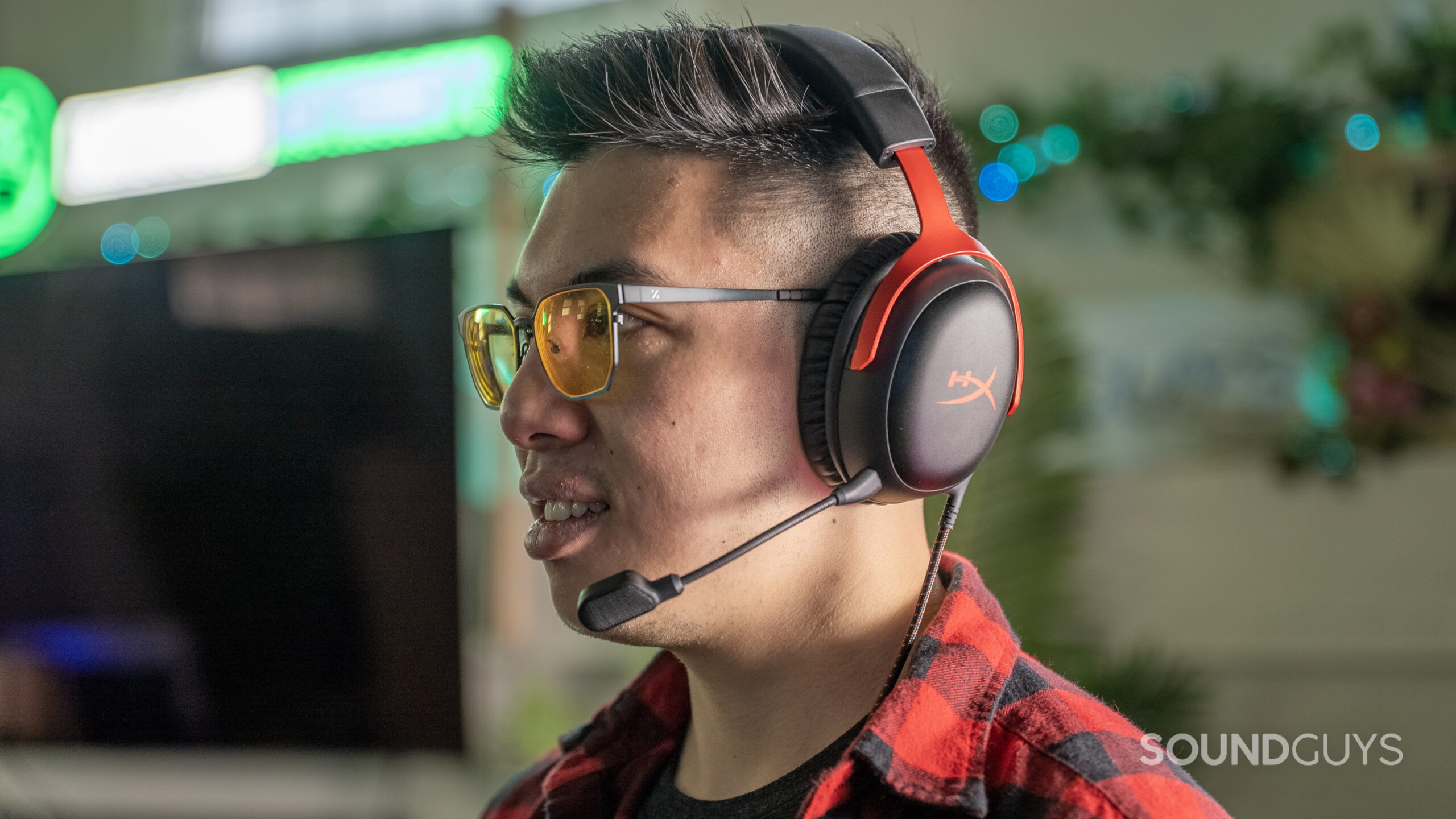 The HyperX Cloud III being worn by a person.