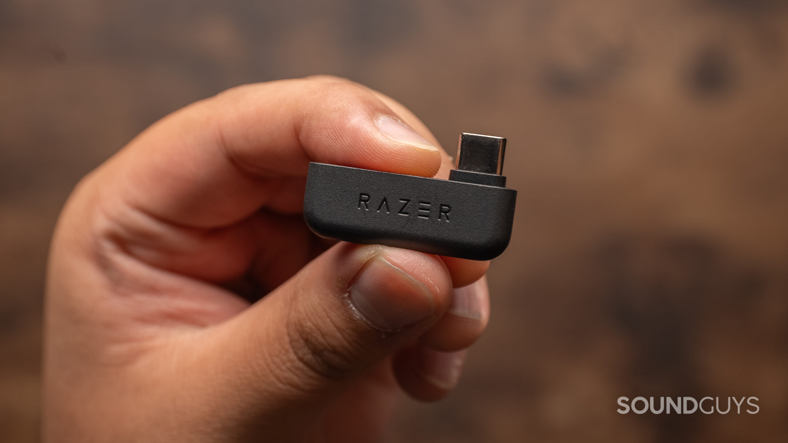 A photo of the Razer Hammerhead Pro Hyperspeed's USB-C dongle.