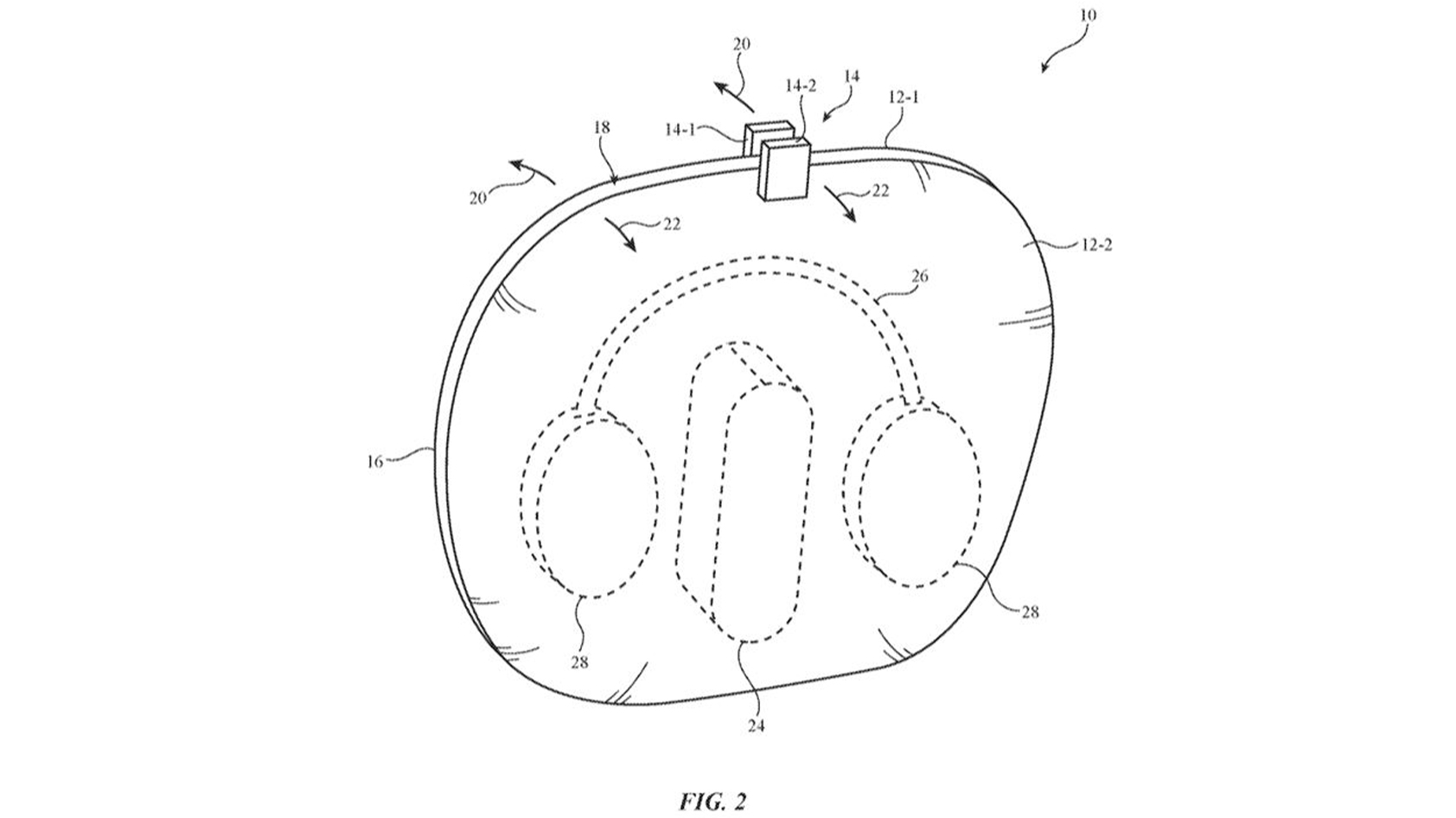 Een diagram van hoe de AirPods Max 2-behuizing eruit zou kunnen zien.