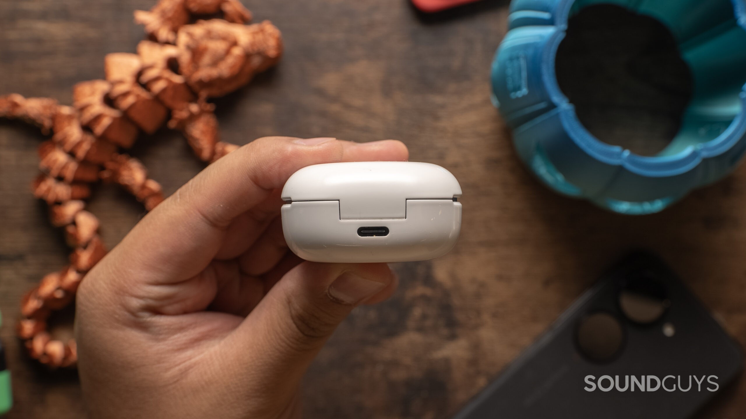 The USB-C charging port of the Samsung Galaxy Buds FE.
