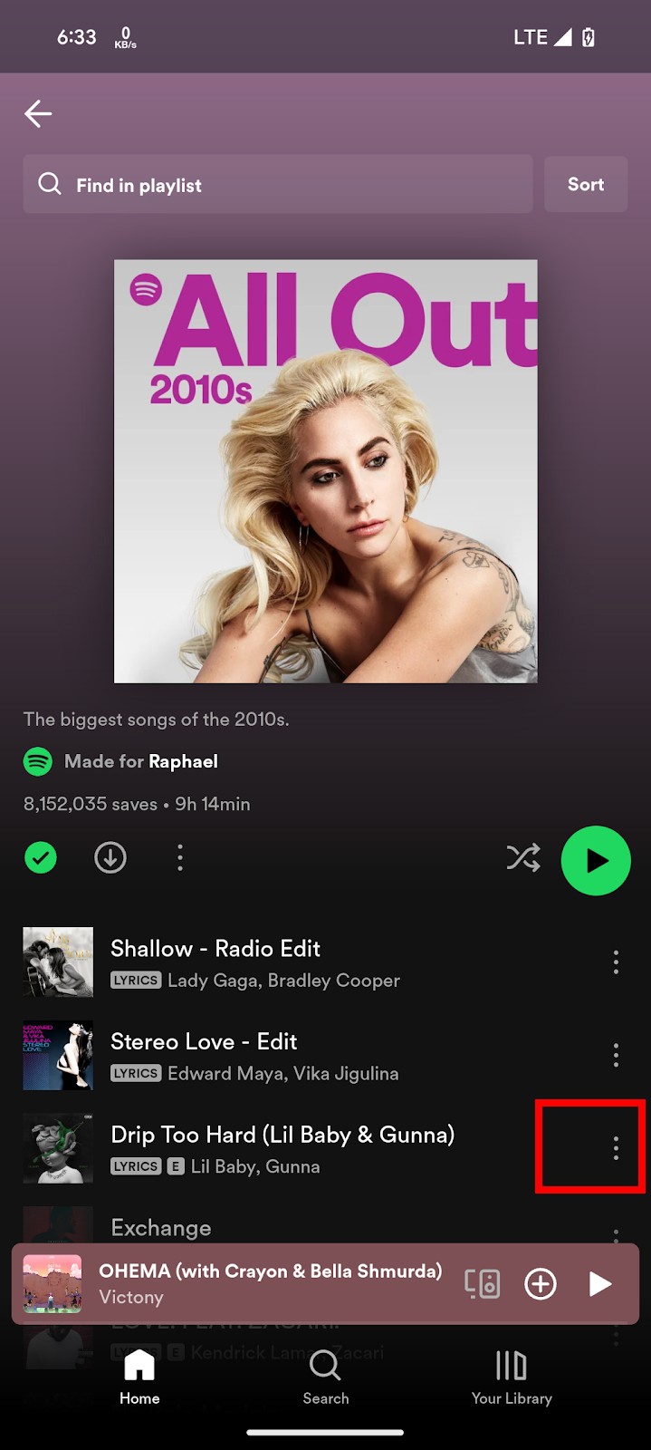 Spotify playlist page