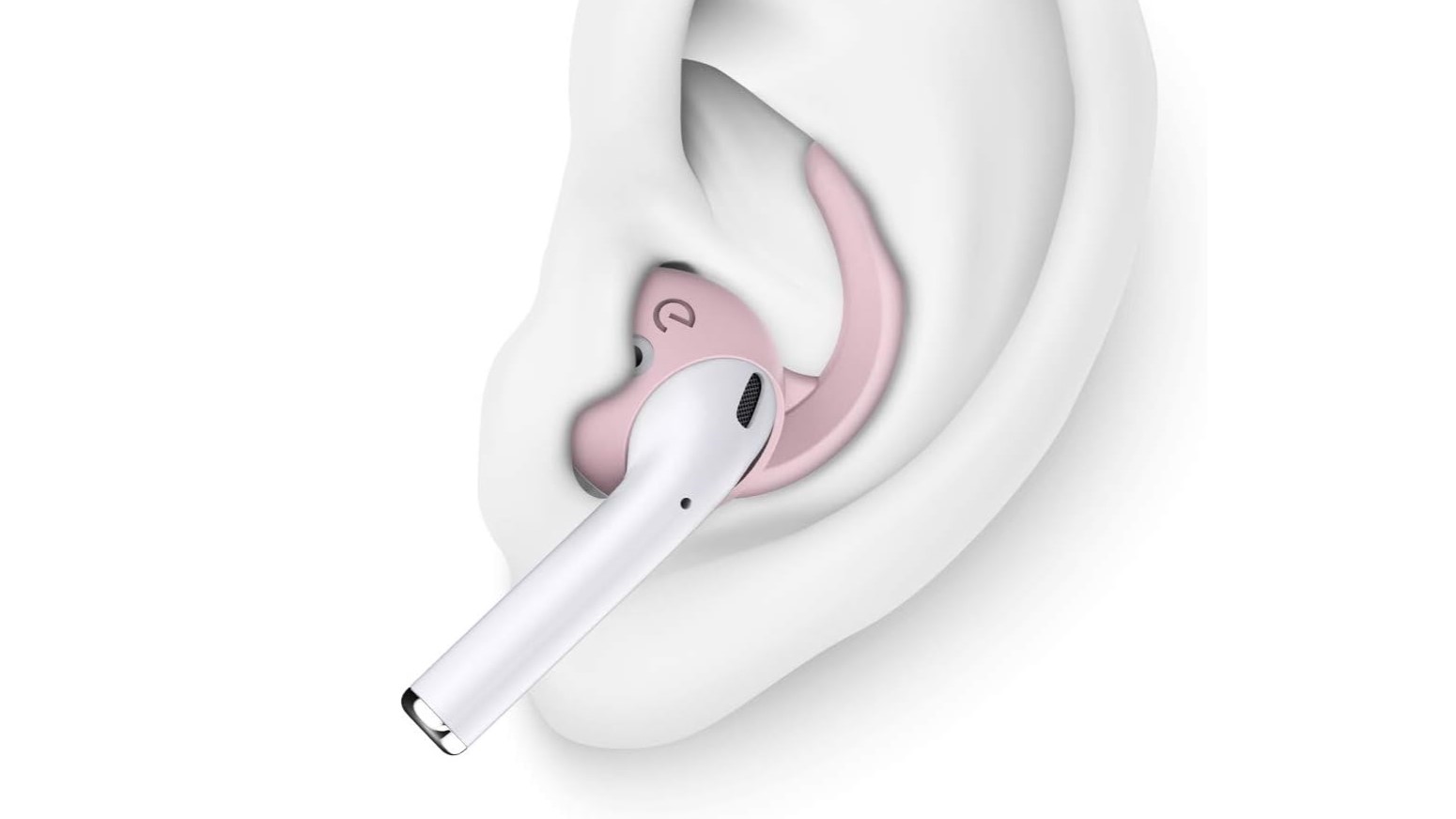 an illustration of the earbuddyz ear hooks for airpods fitting securely in a human ear