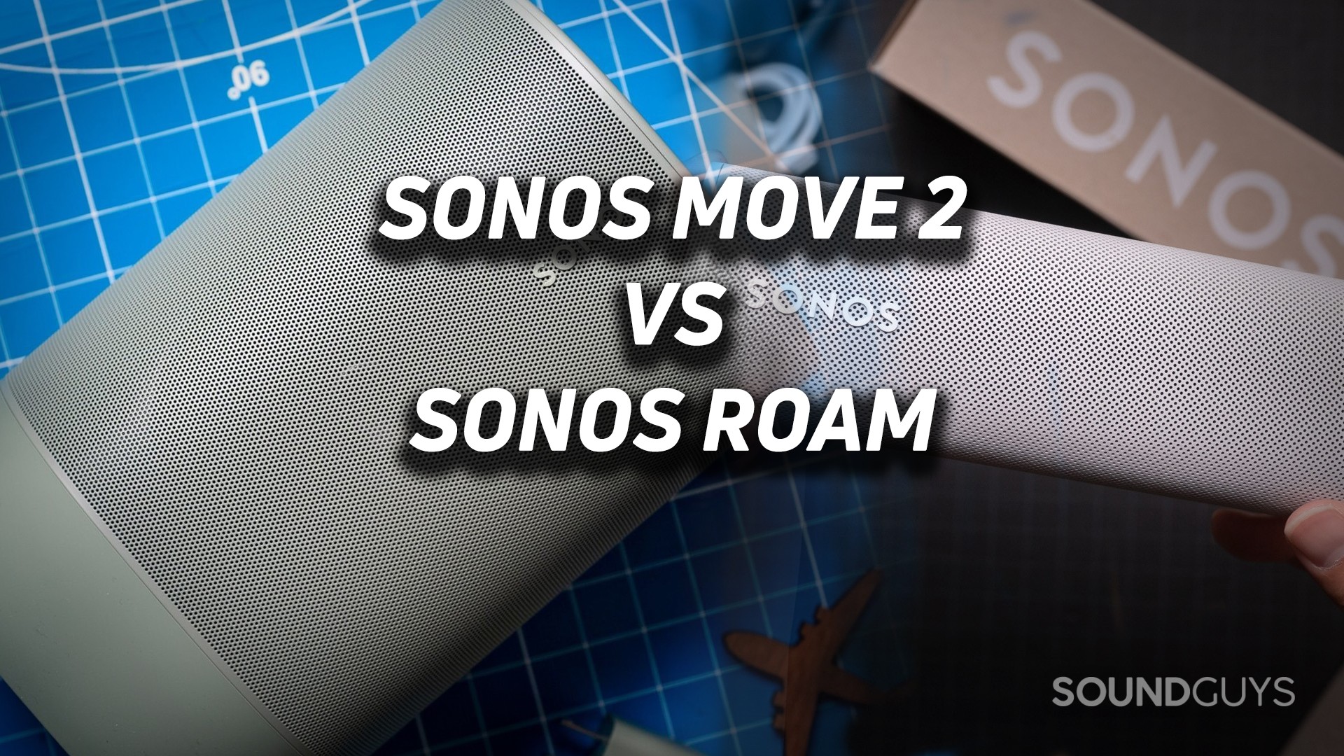 Two overlapping images show the Sonos Move 2 and the Sonos Roam with text over top.