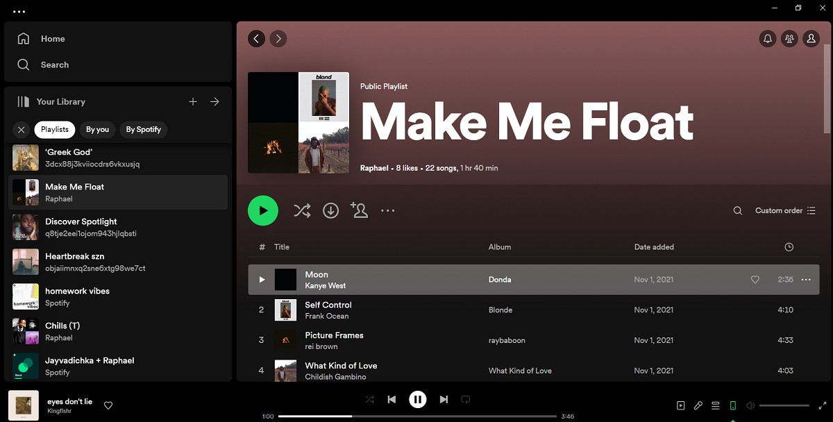 Spotify desktop app playlist