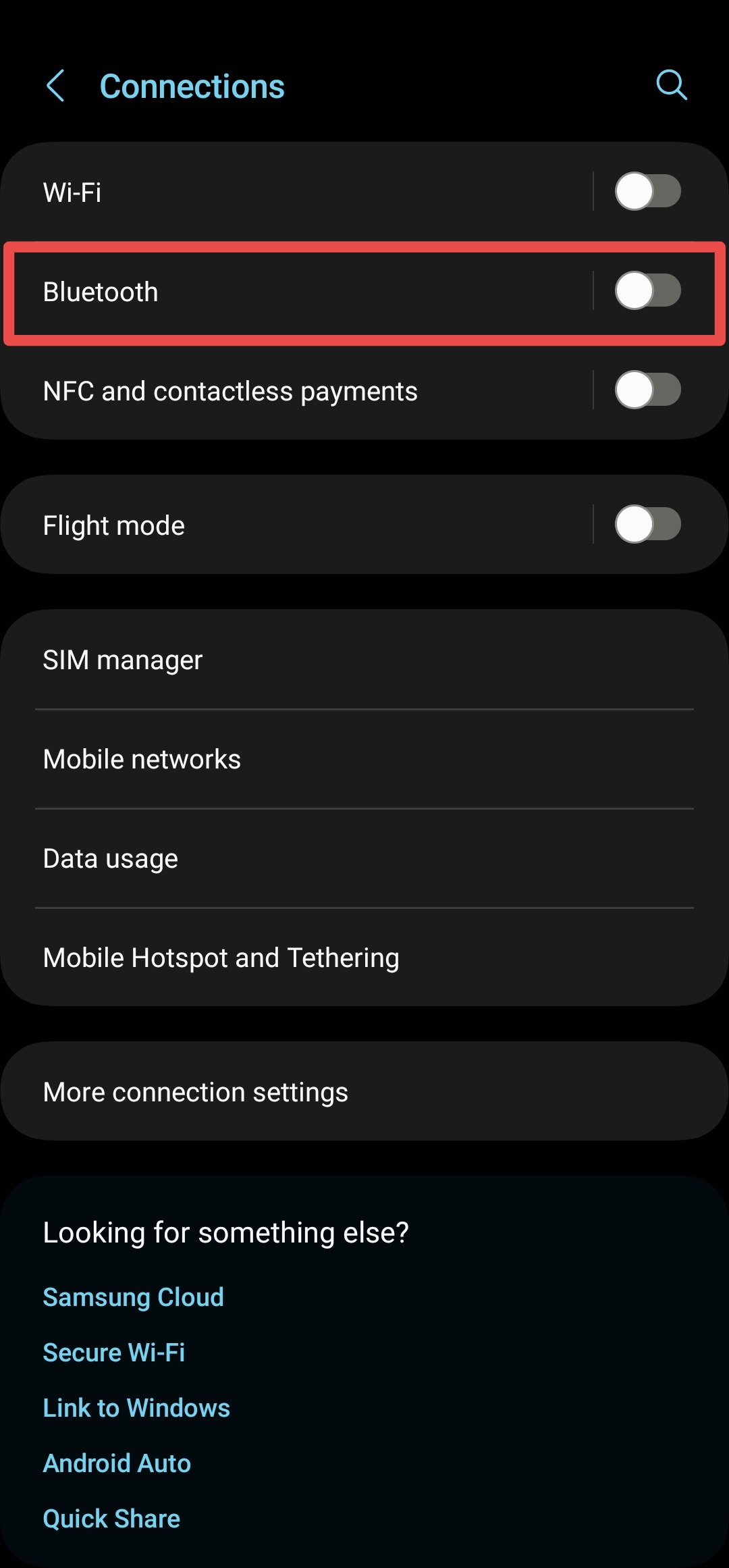 Samsung Connection settings