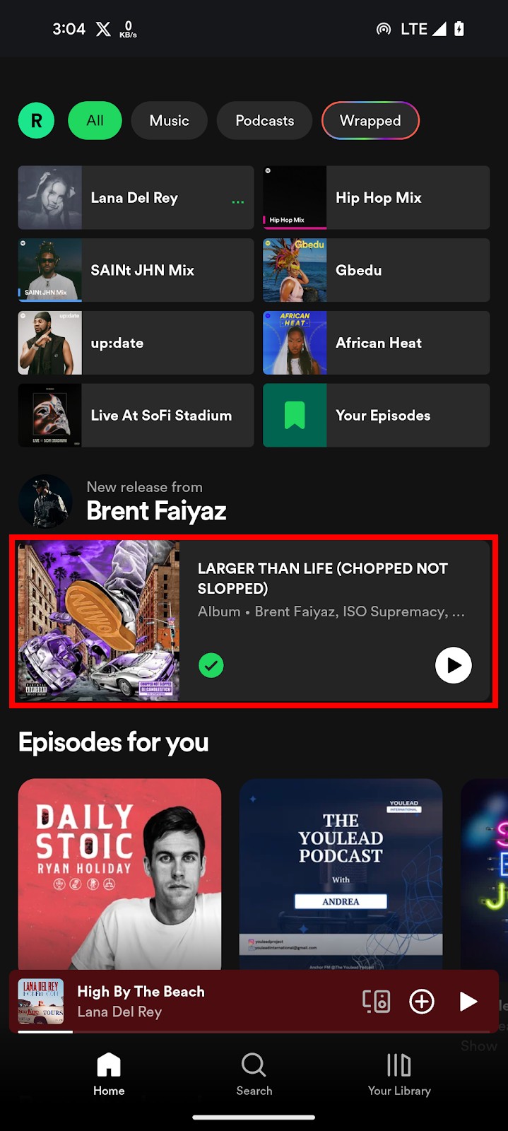 Spotify home page