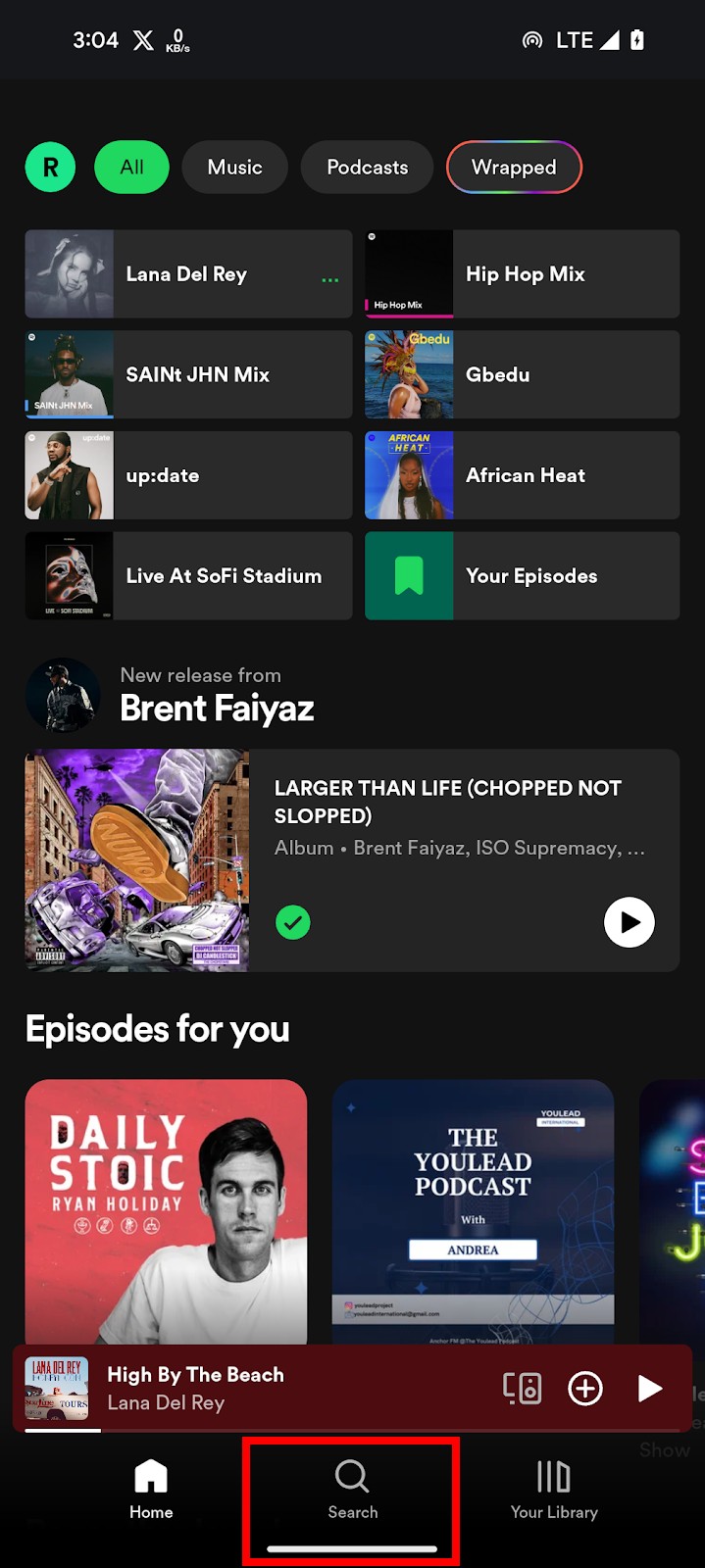 Spotify home page