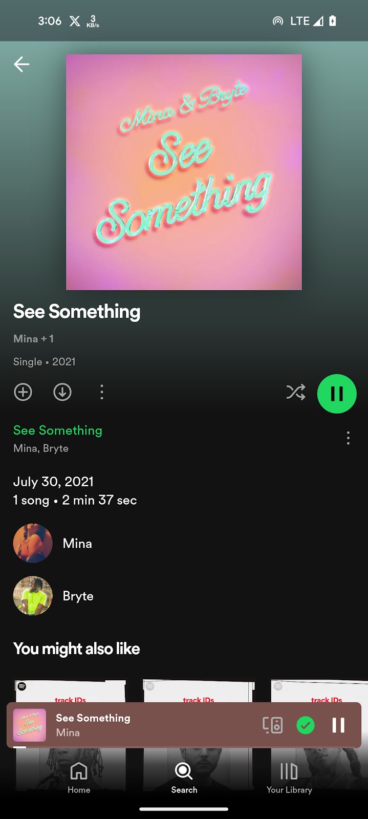Spotify audio player page
