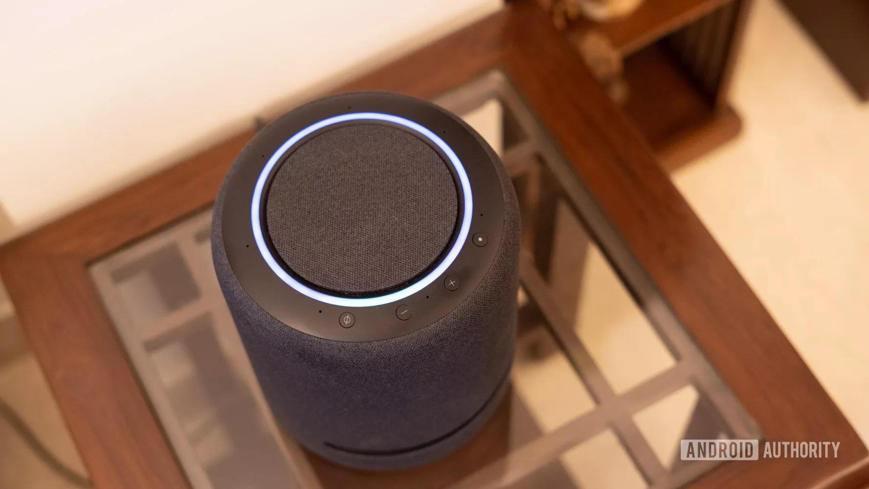 echo studio alexa speaker with light ring and control buttons