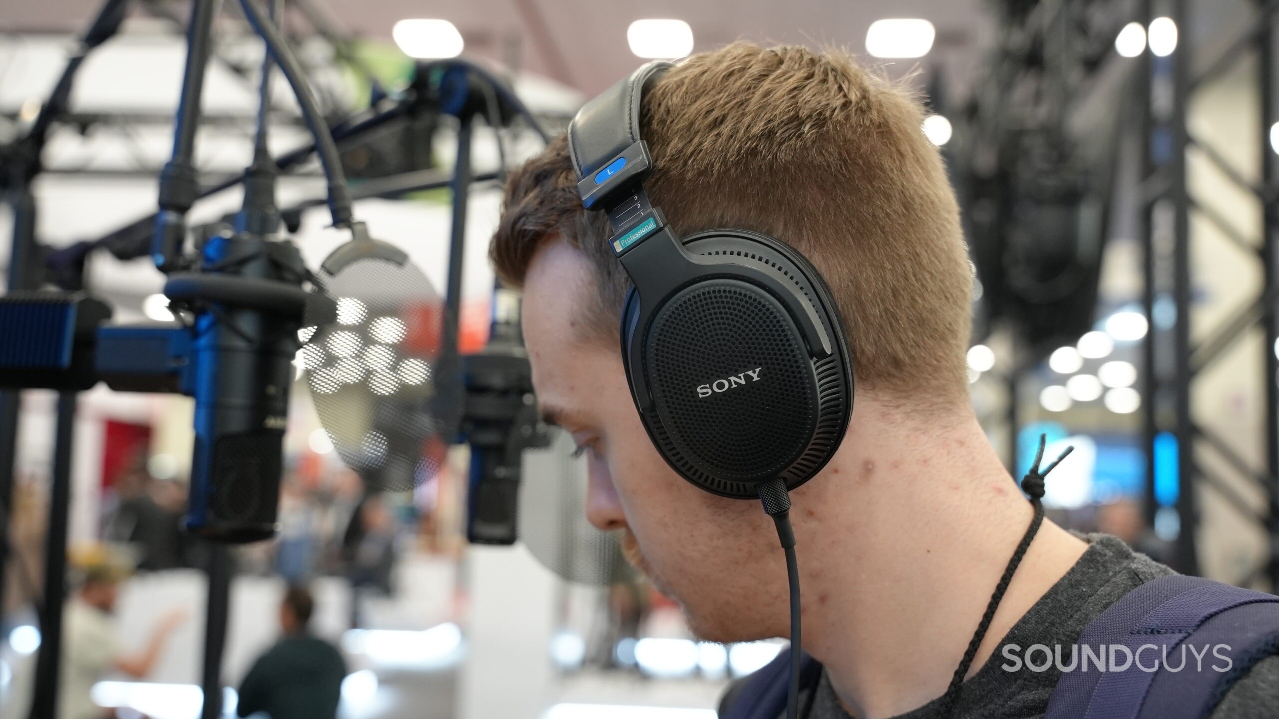 Sony MDR-MV1 on head.