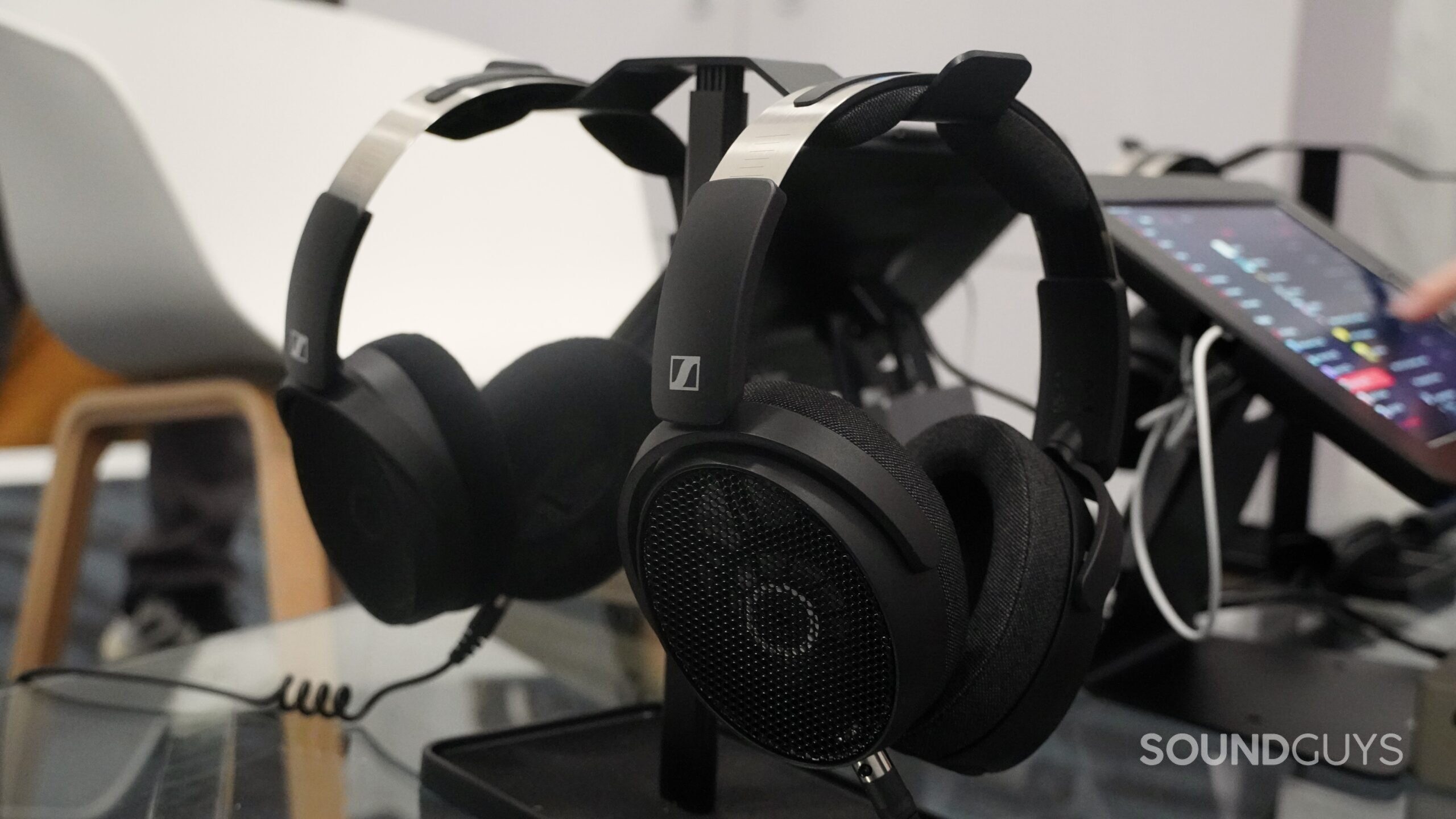 Two pairs of the Sennheiser HD 490 Pro open-back headphones.